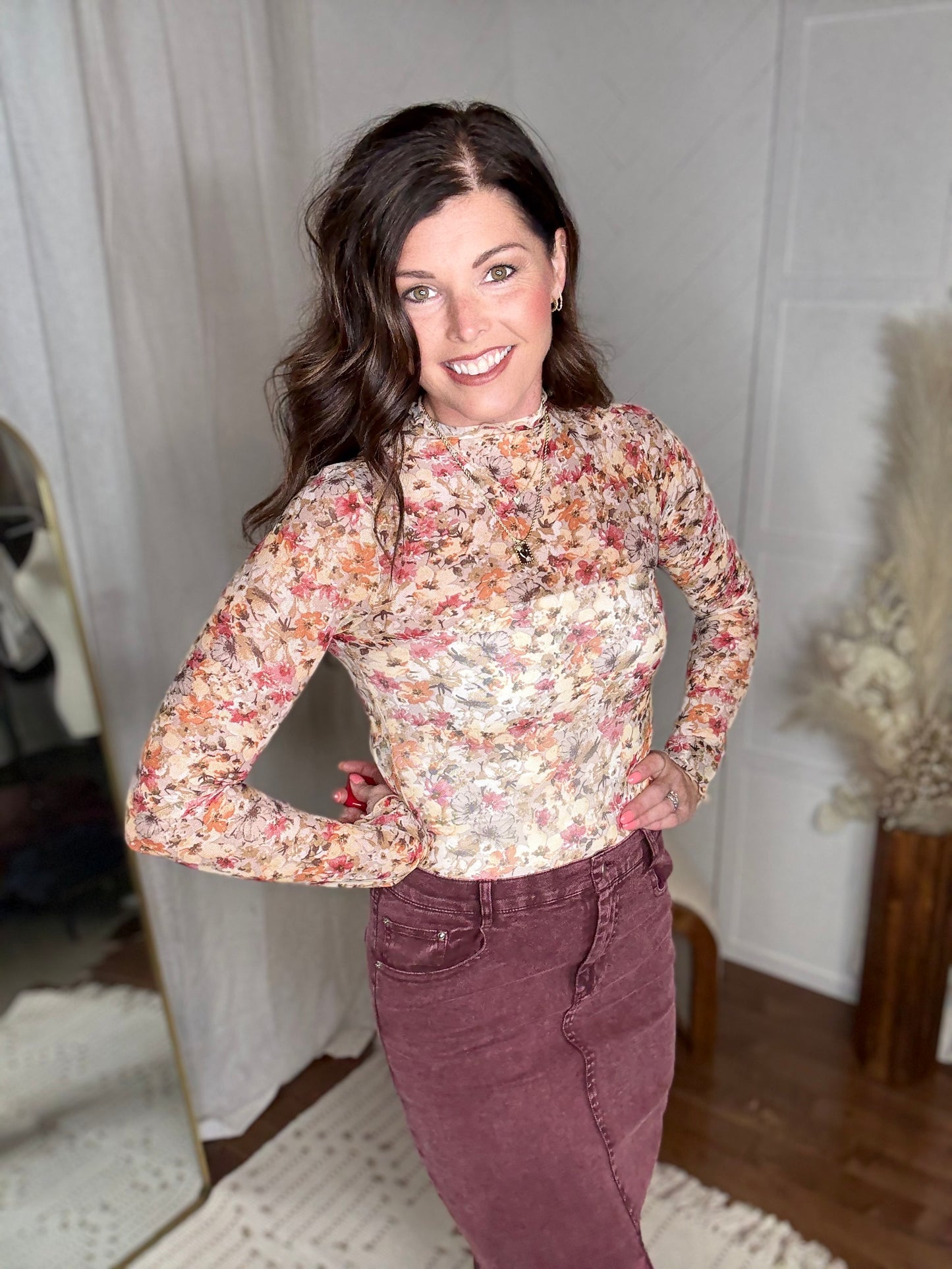 Fall Floral Breeze Lace Top