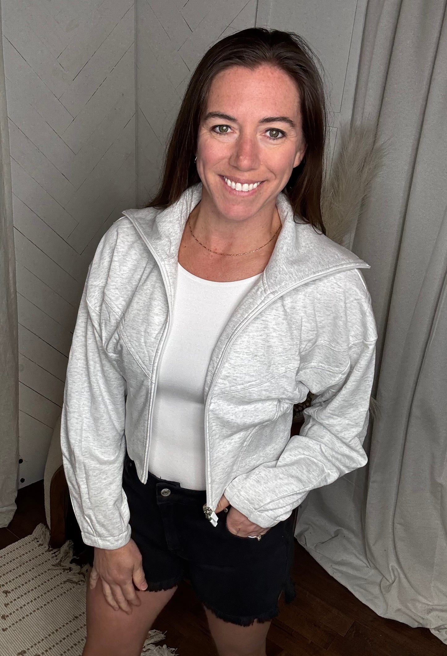 Urban Edge Zip Up: Light Grey