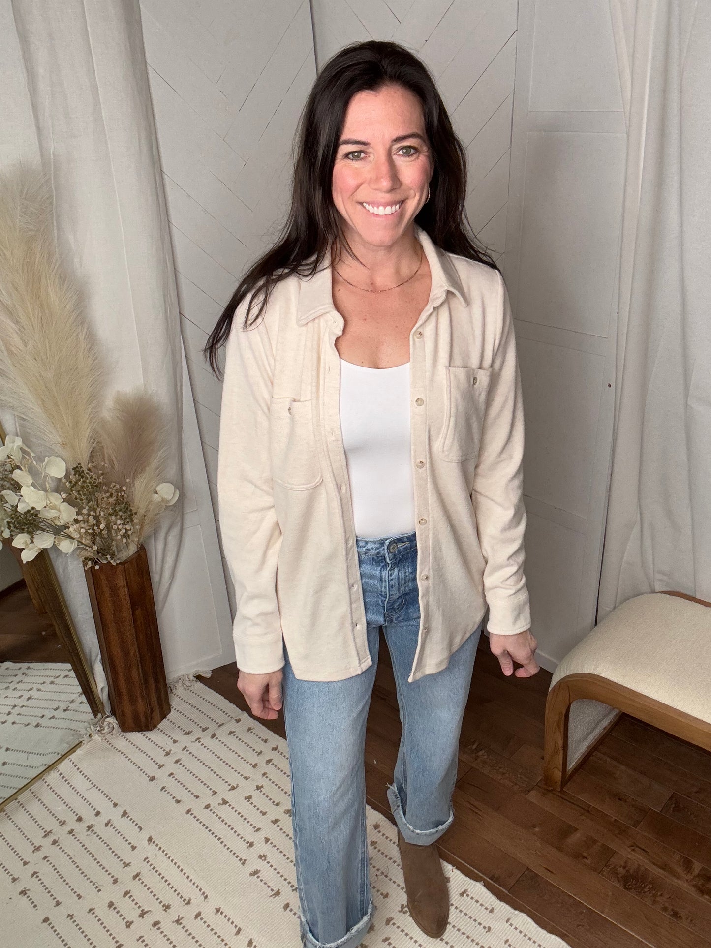 Lexi Button Down: Dusty Pink