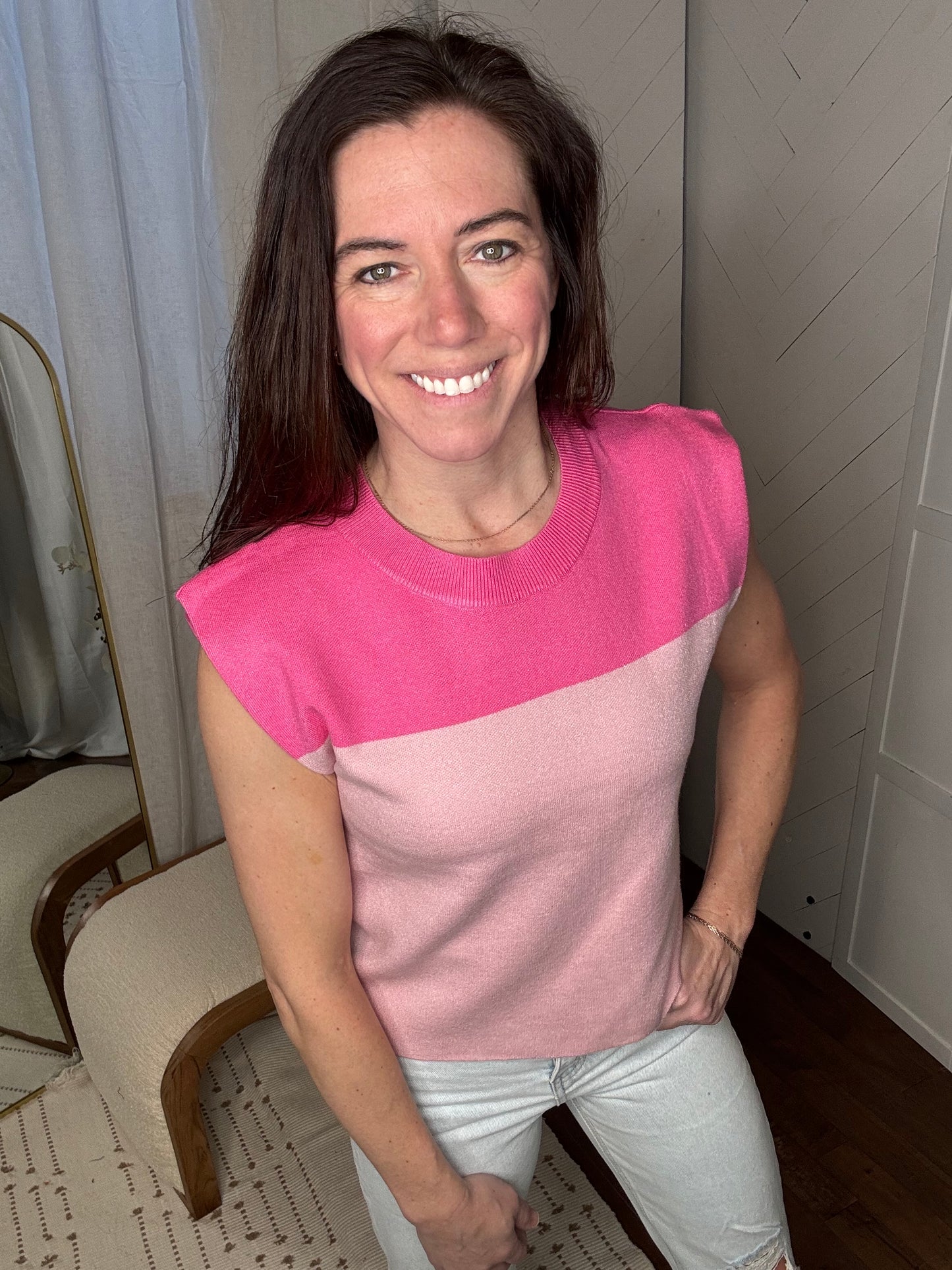Muscle Crewneck Sweater: Pink
