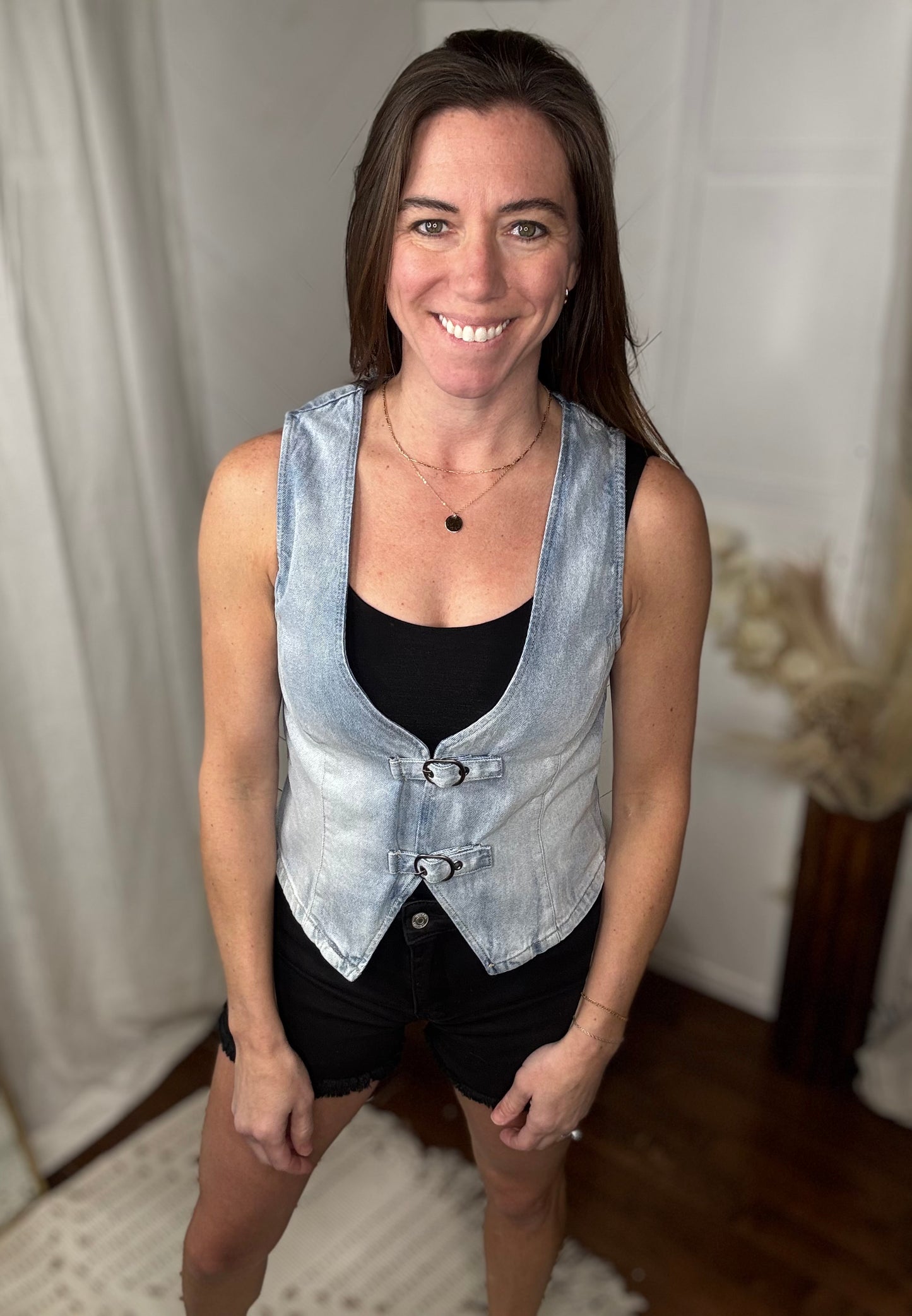 Black Acid Washed Frayed Shorts