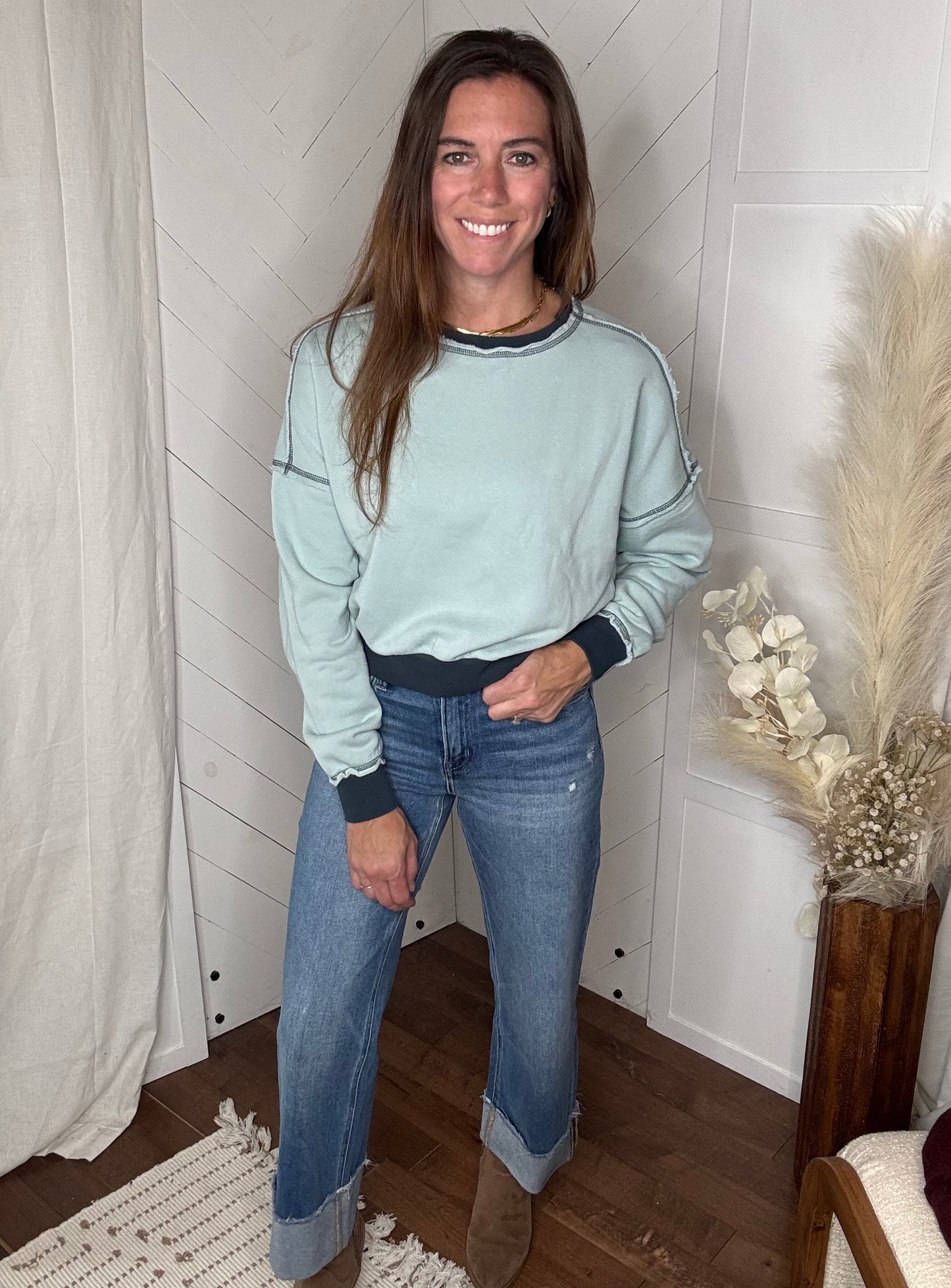 Flying Monkey04: High Rise Raw Cuffed Wide Leg Jeans