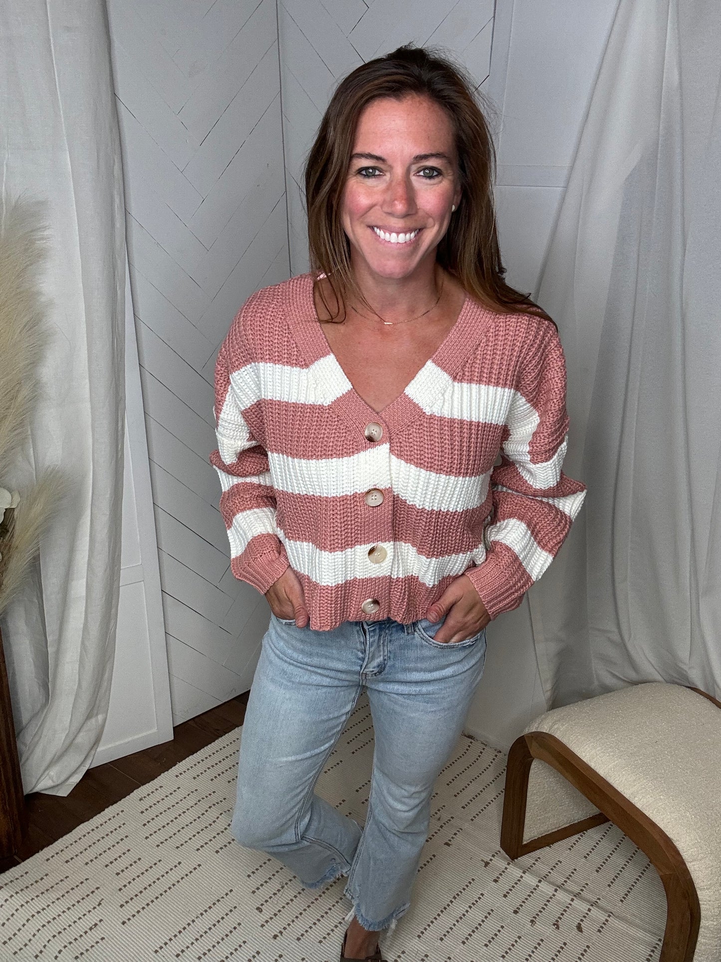 Blushed in Stripes Cardi