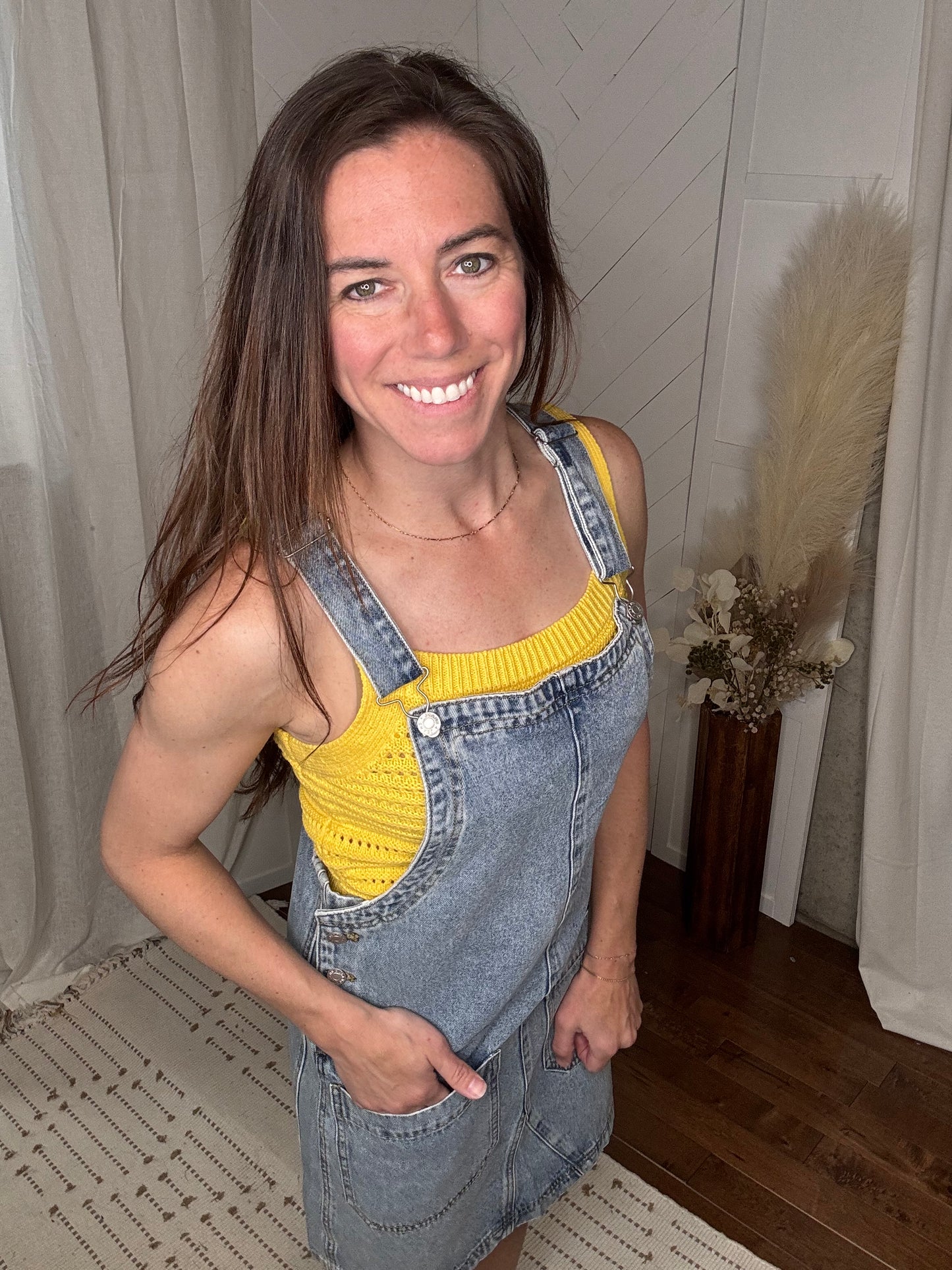 Denim Overalls Mini Dress