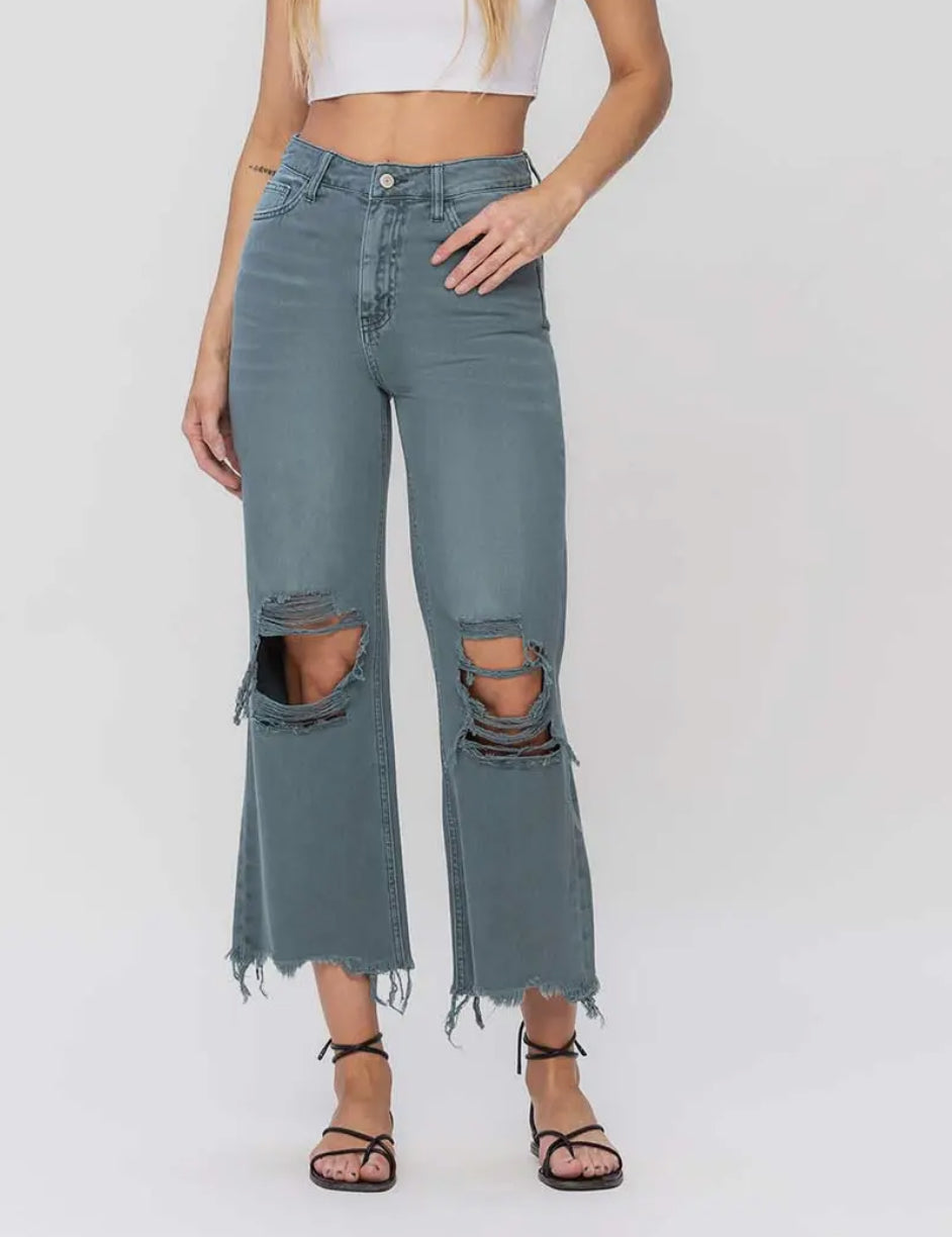 Vervet36 Mallard Green: Vintage Super High Rise Flare Jeans