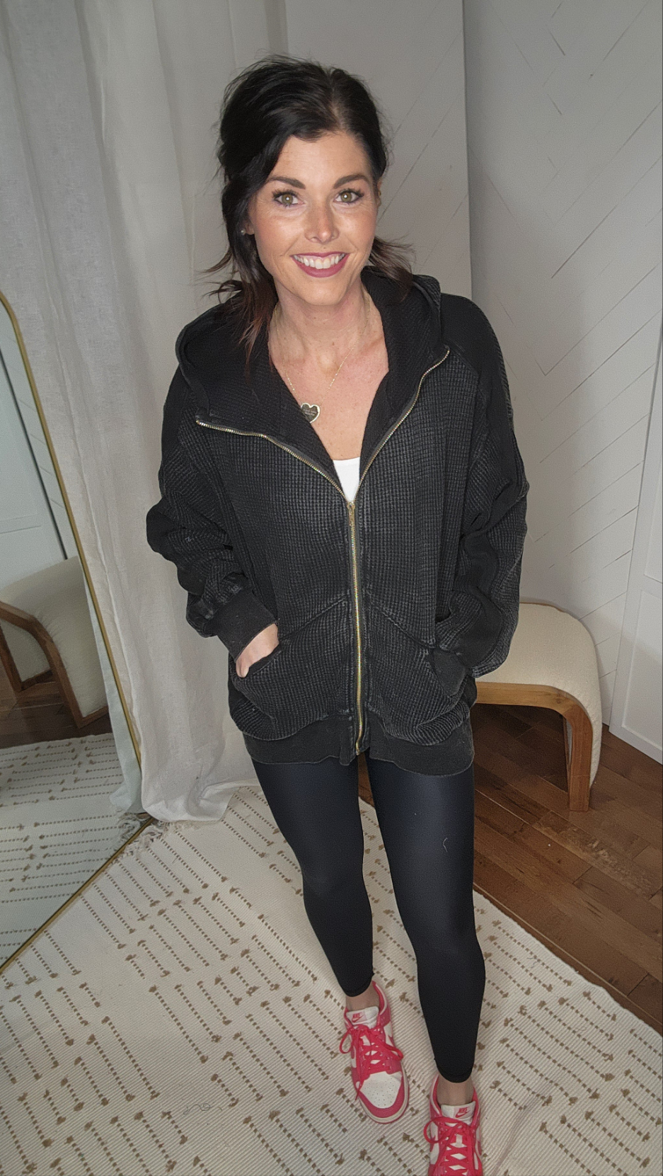Black Thermal Waffle Jacket