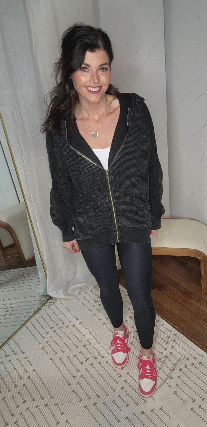 Black Thermal Waffle Jacket