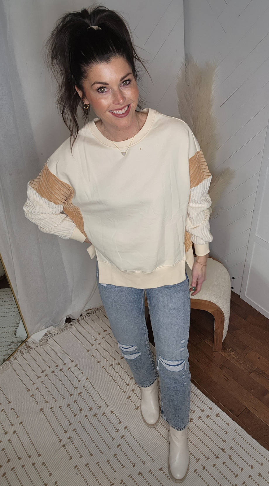Corduroy Patchwork Sweatshirt