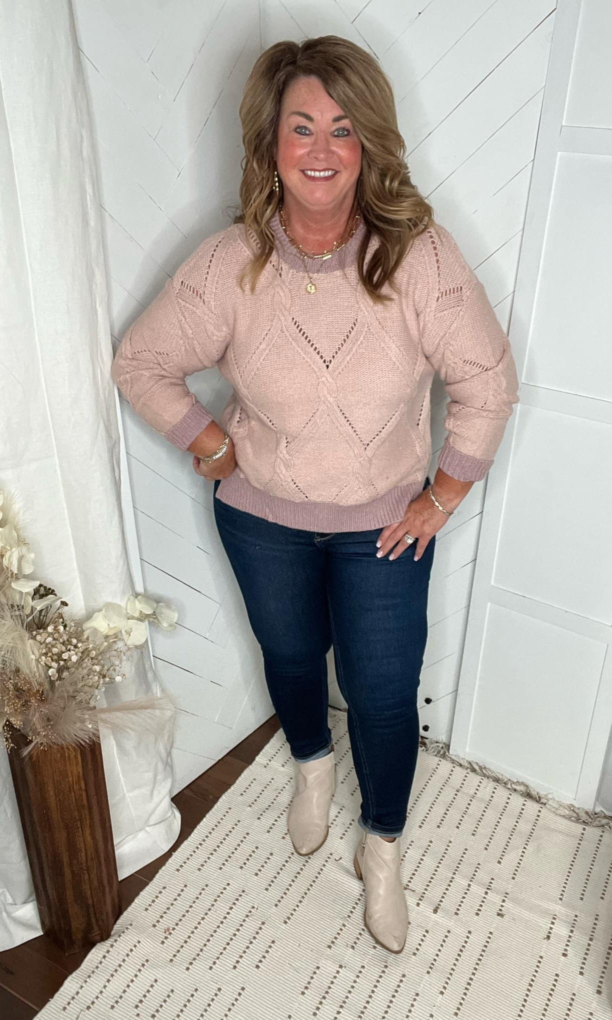 Mauve Cable Knit Sweater