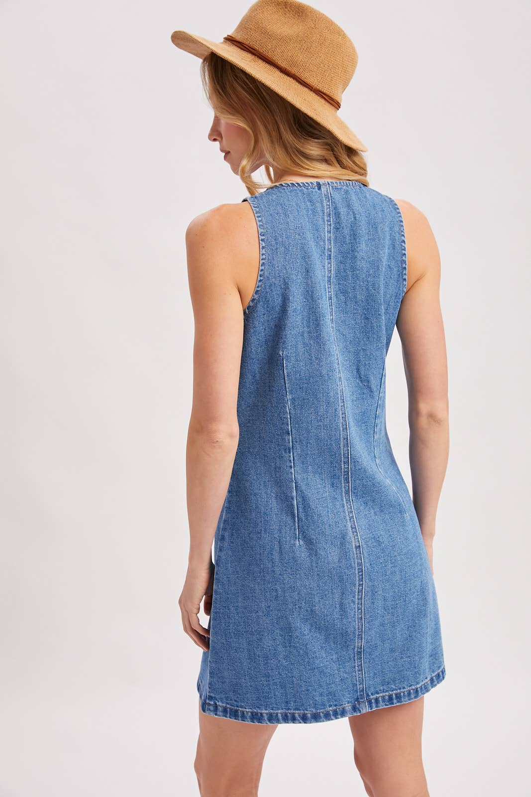 Denim Sleeveless Button Down Dress