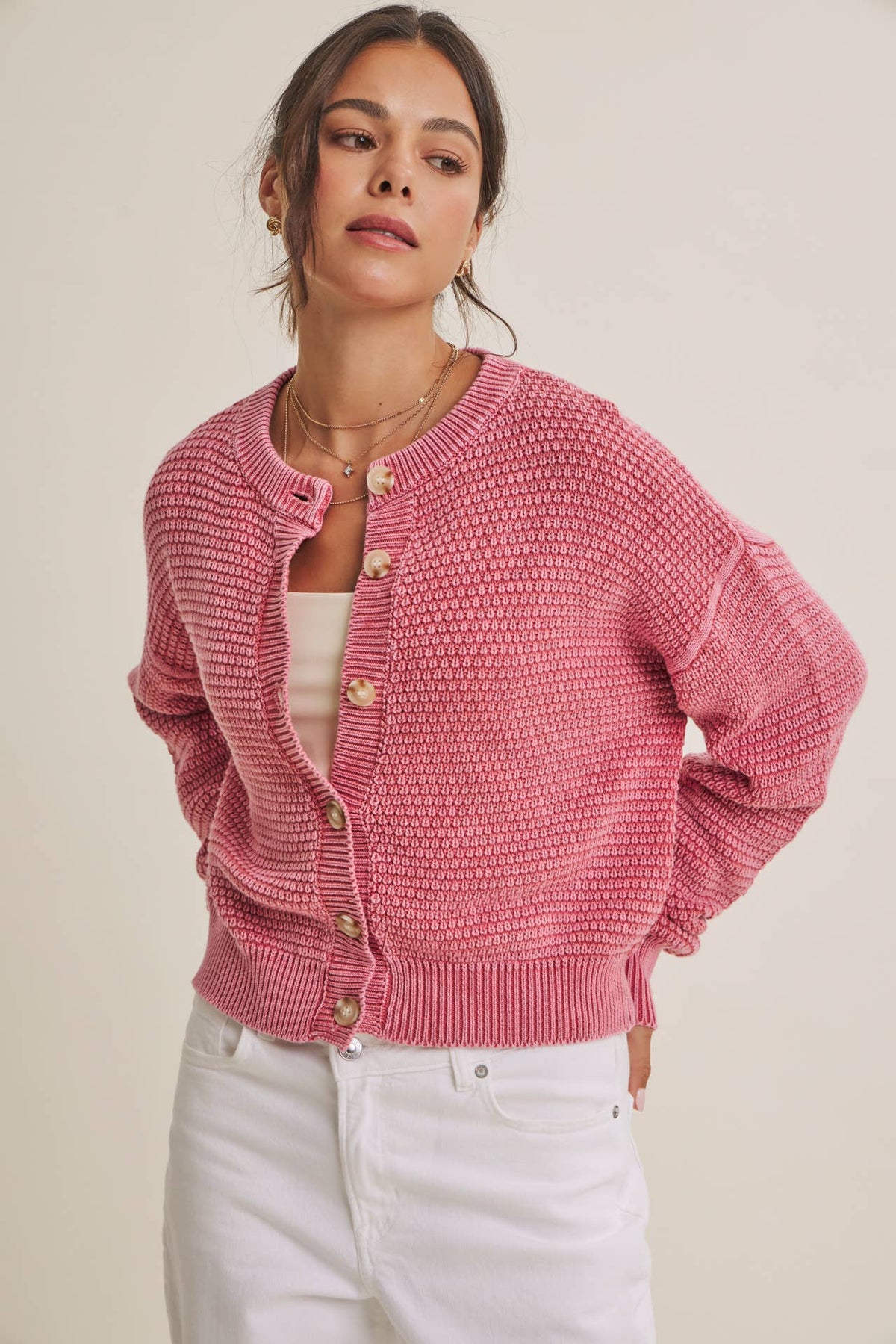 Pale Pink Wendy Button Down Cardigan