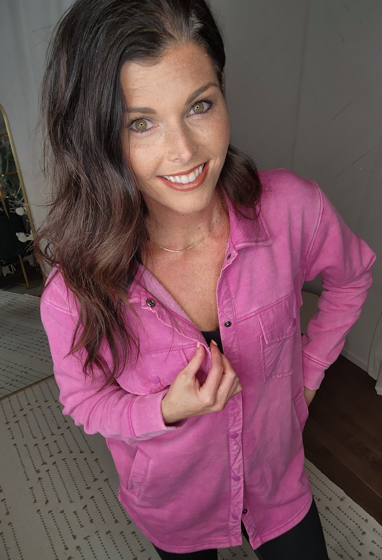 Cozy Snap Jacket: Orchid