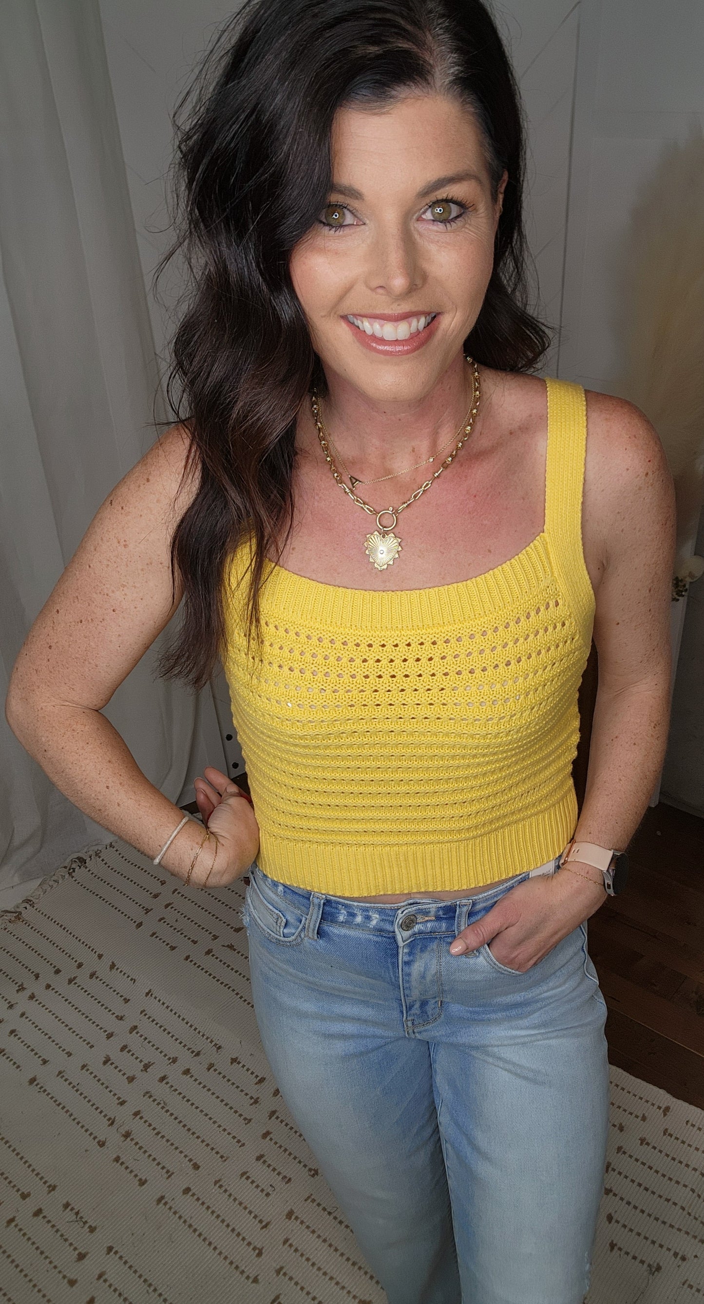 Sunflower Knit Square Neck Tank