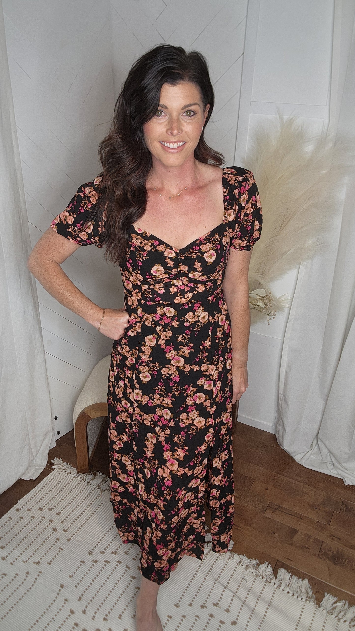 Dark Floral Sweetheart Maxi Dress