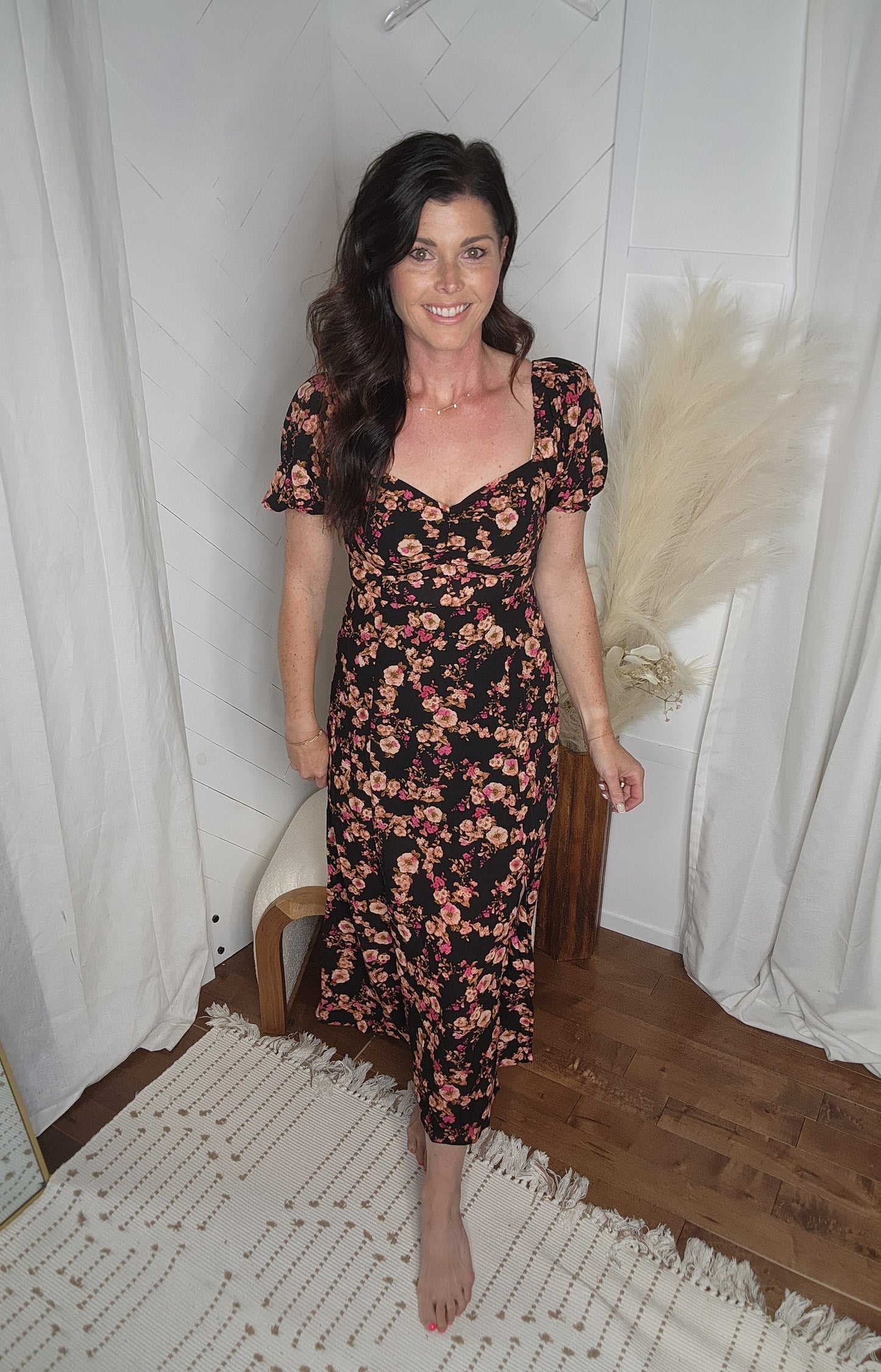 Dark Floral Sweetheart Maxi Dress