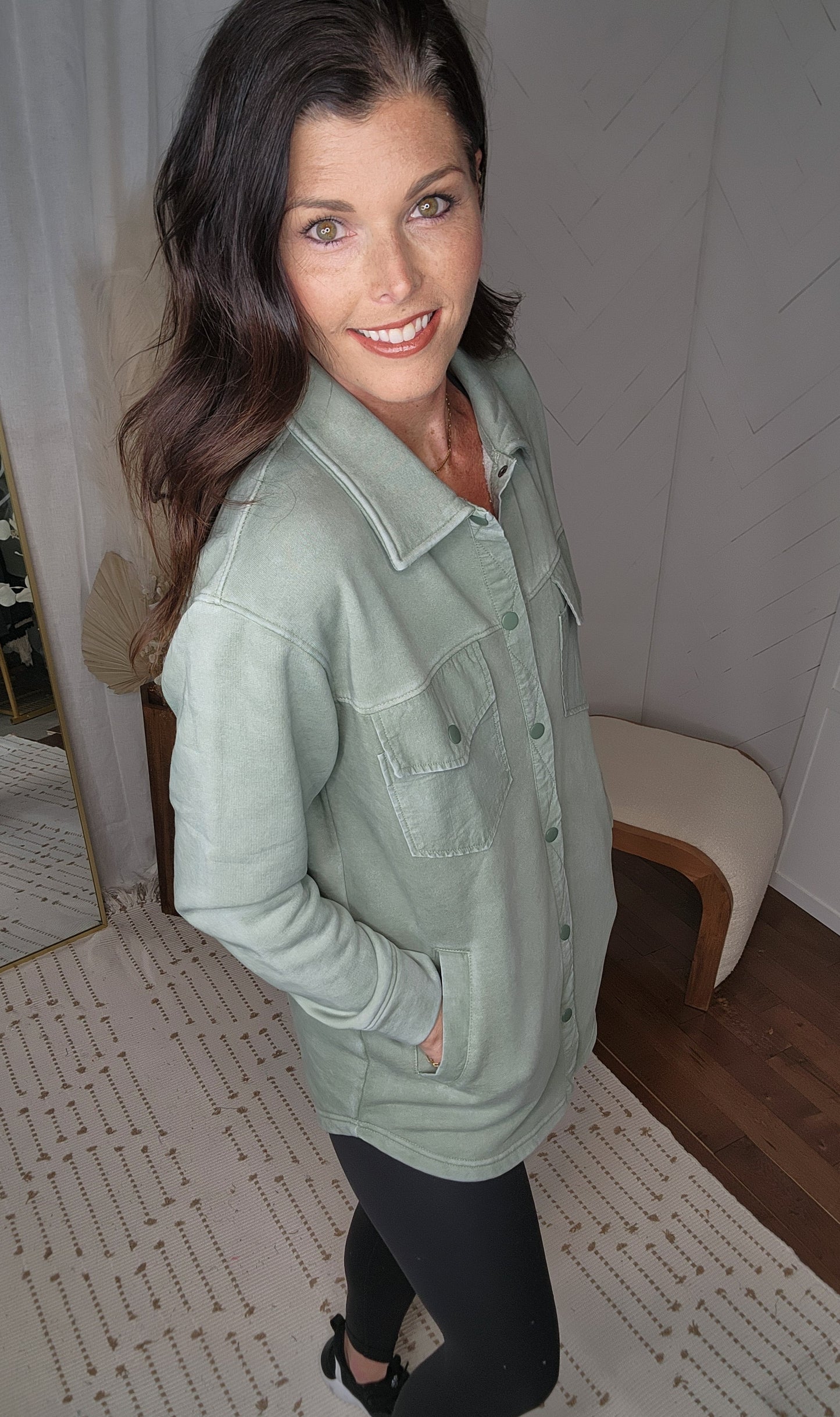 Cozy Snap Jacket: Moss