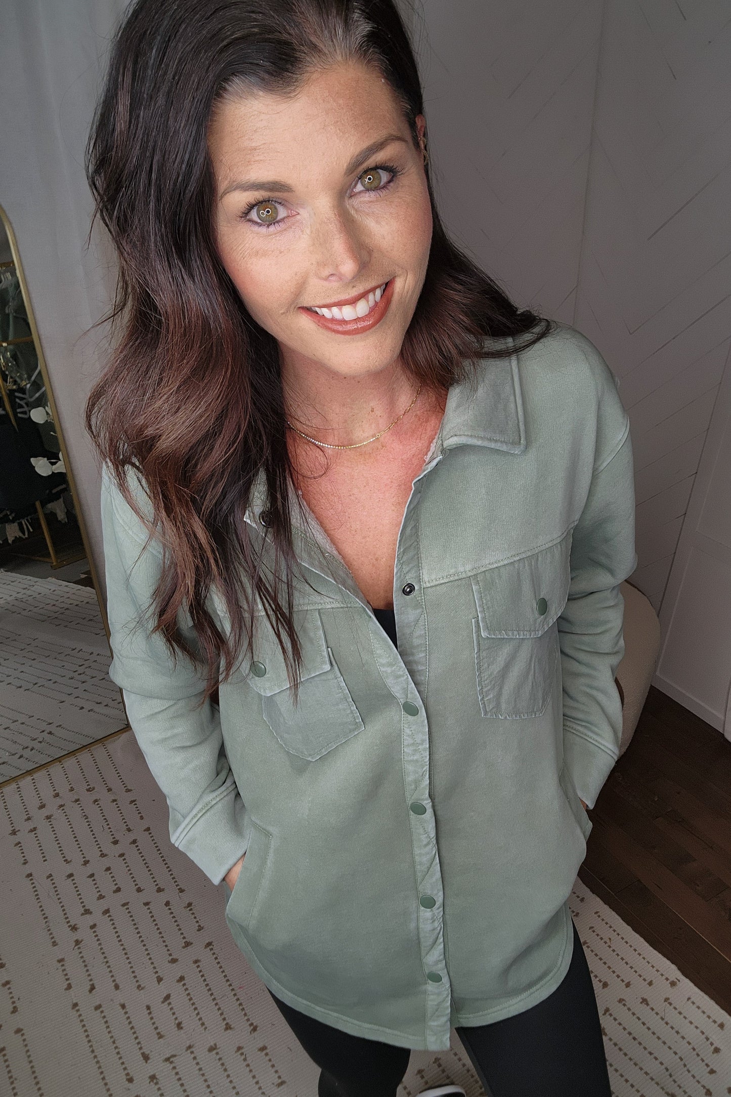 Cozy Snap Jacket: Moss