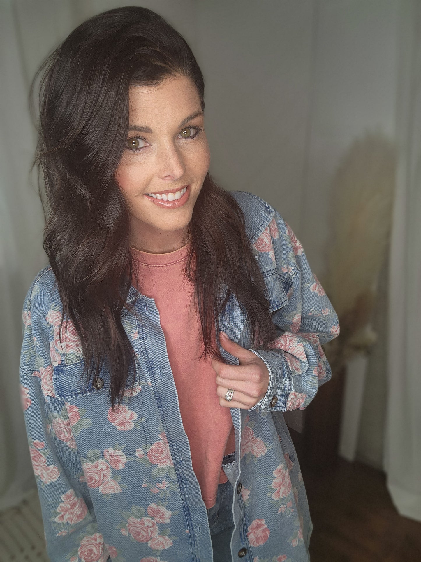 Washed in Floral Denim Jacket