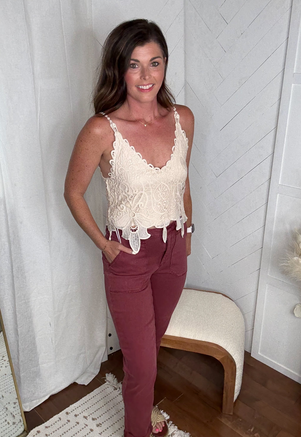 Floral Crochet Lace Cami