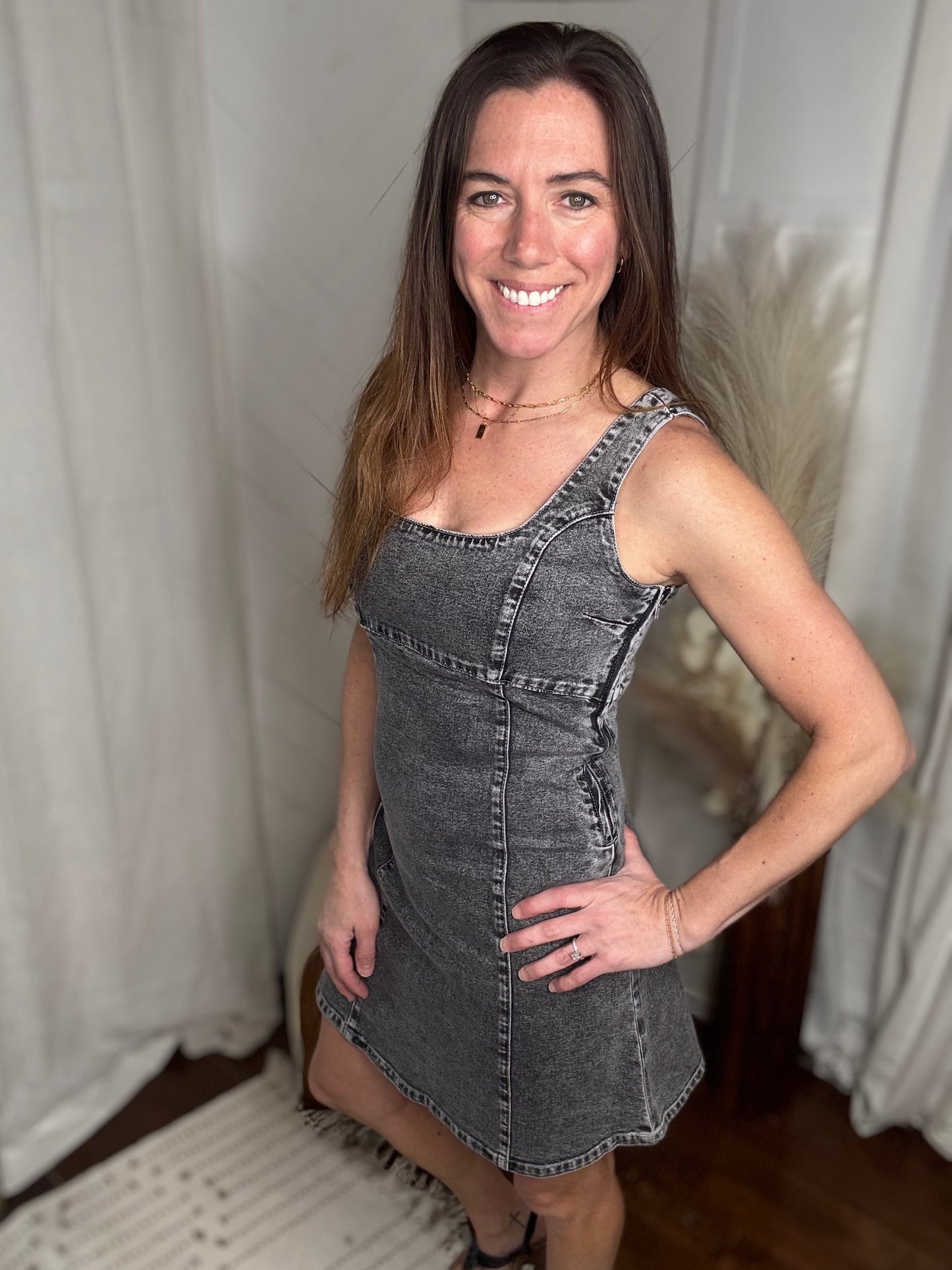 Grey Wash Denim Dress