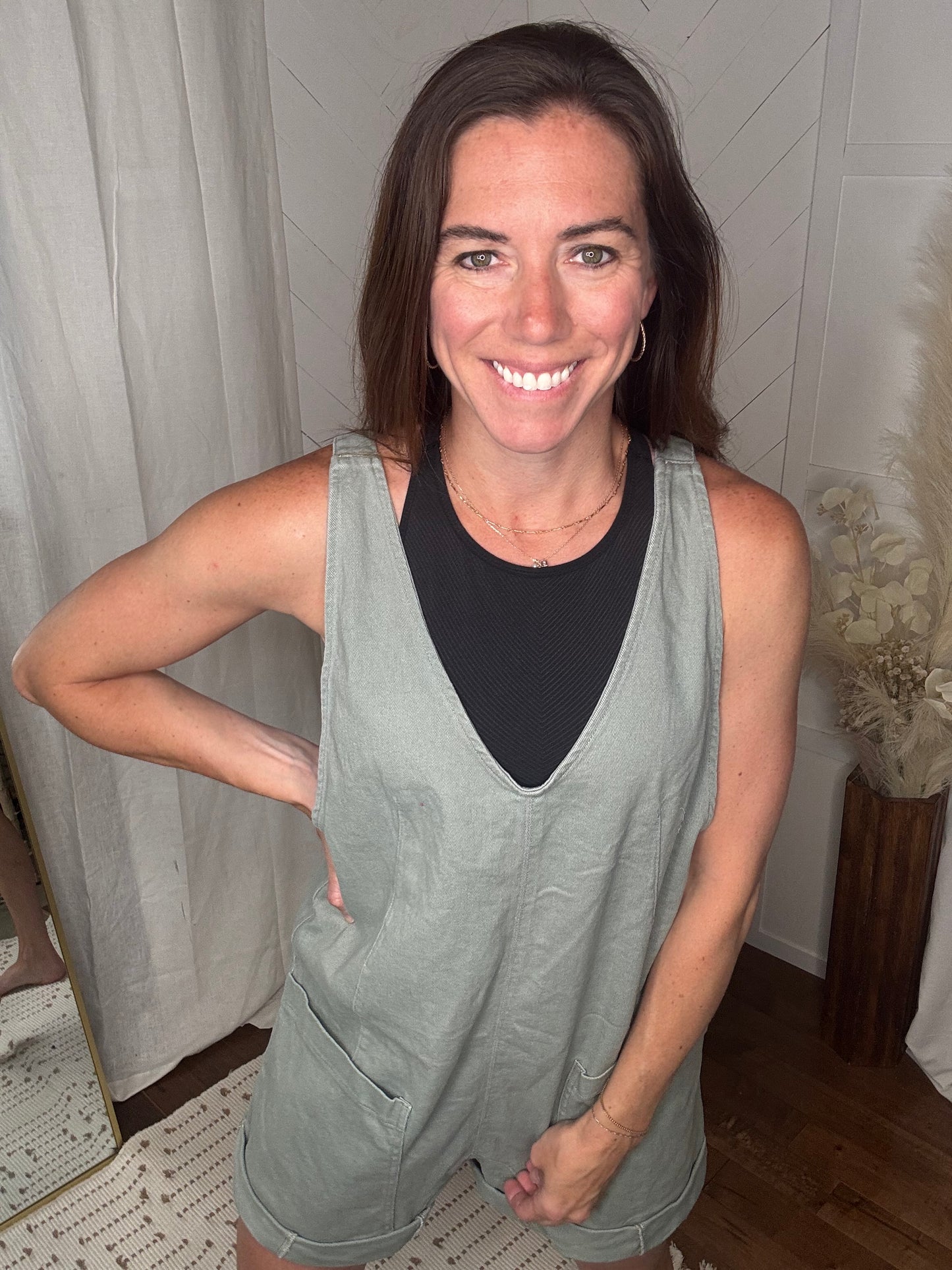Easygoing Sage Overalls