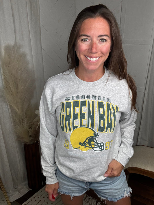 Green Bay Football Sweatshirt: Ash