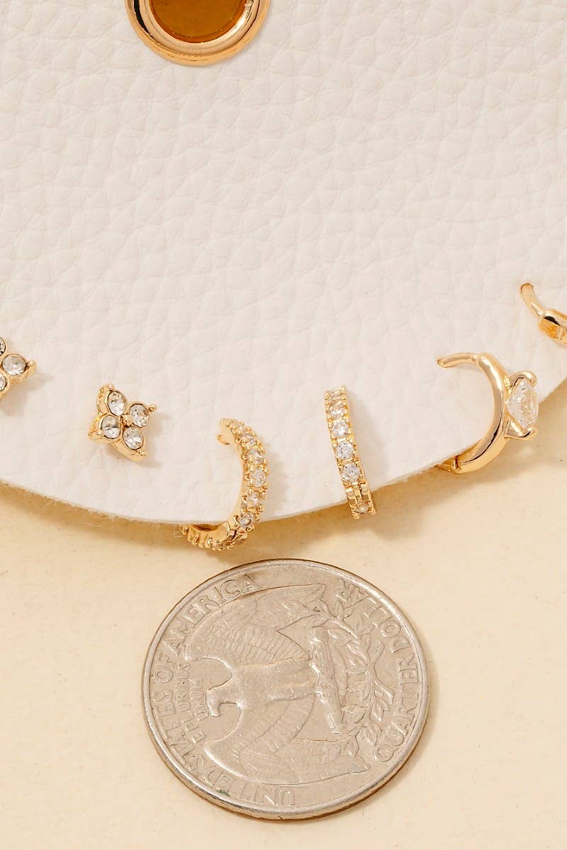 Clover Studs + Hoop Earrings: Set of 5