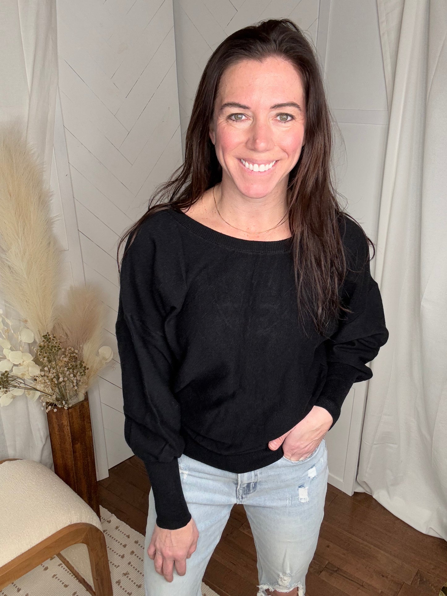 Open Elegance Sweater: Black