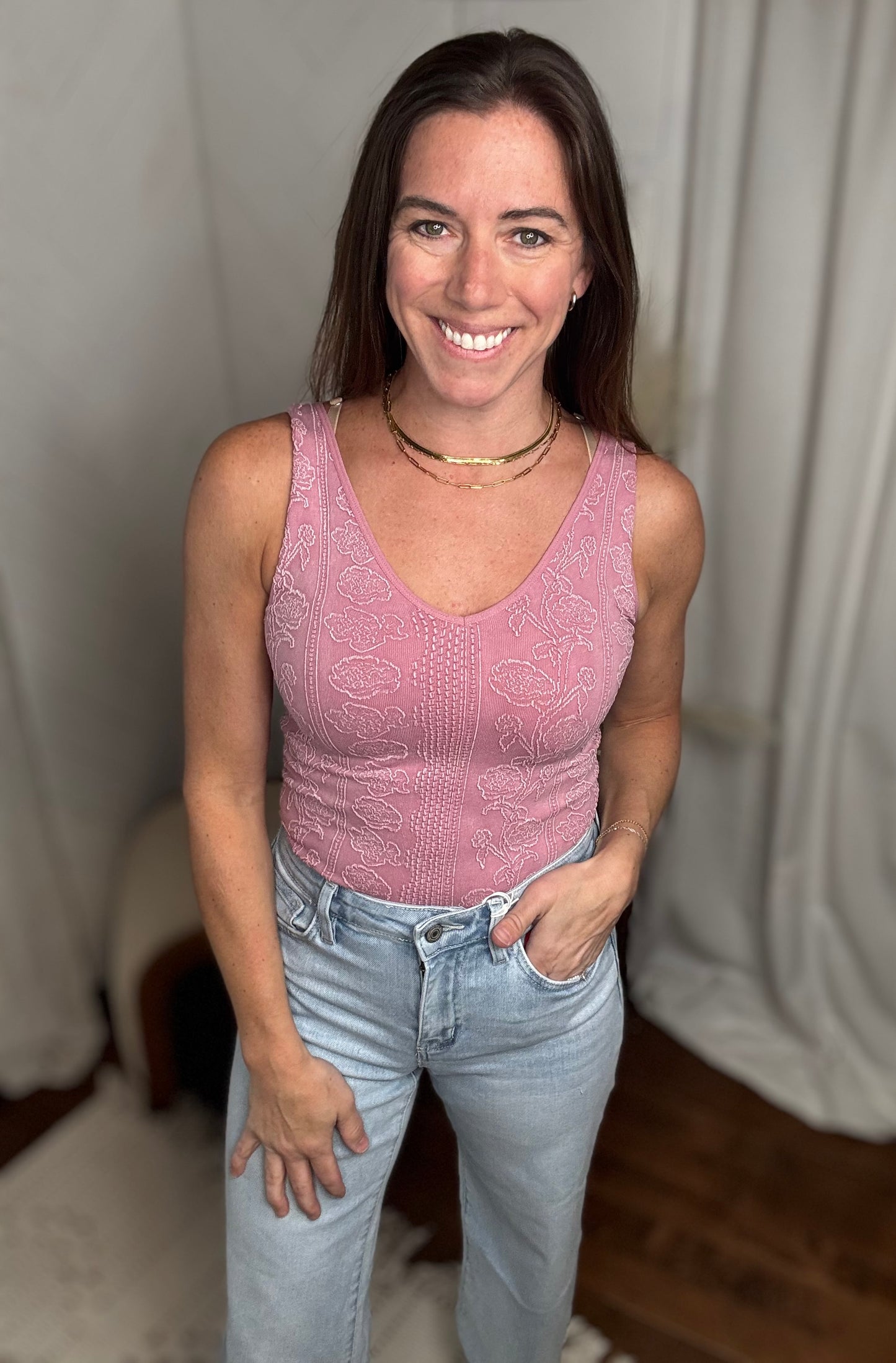 Rose Pink Floral Tank