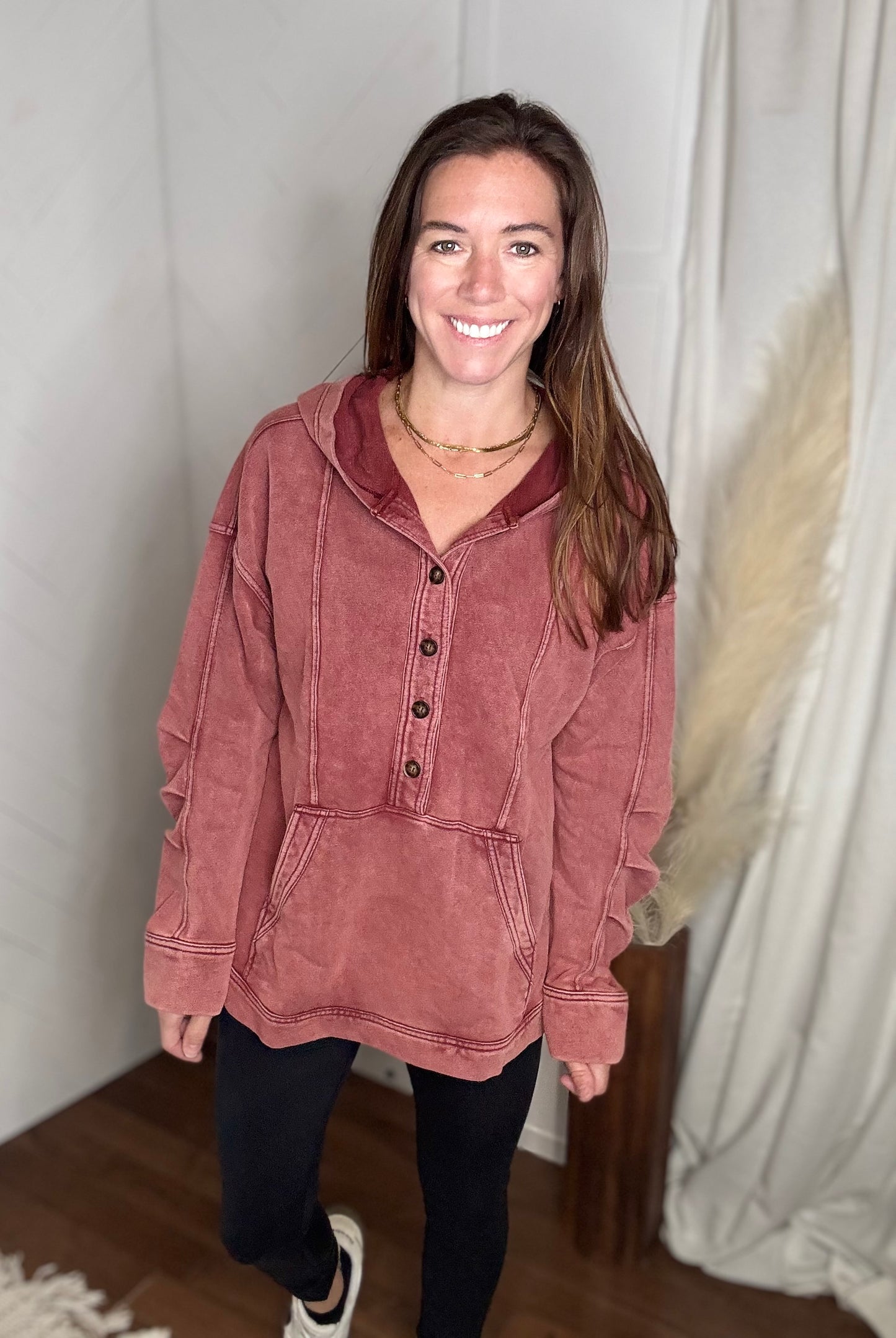 Washed in Burgundy Hooded Tunic