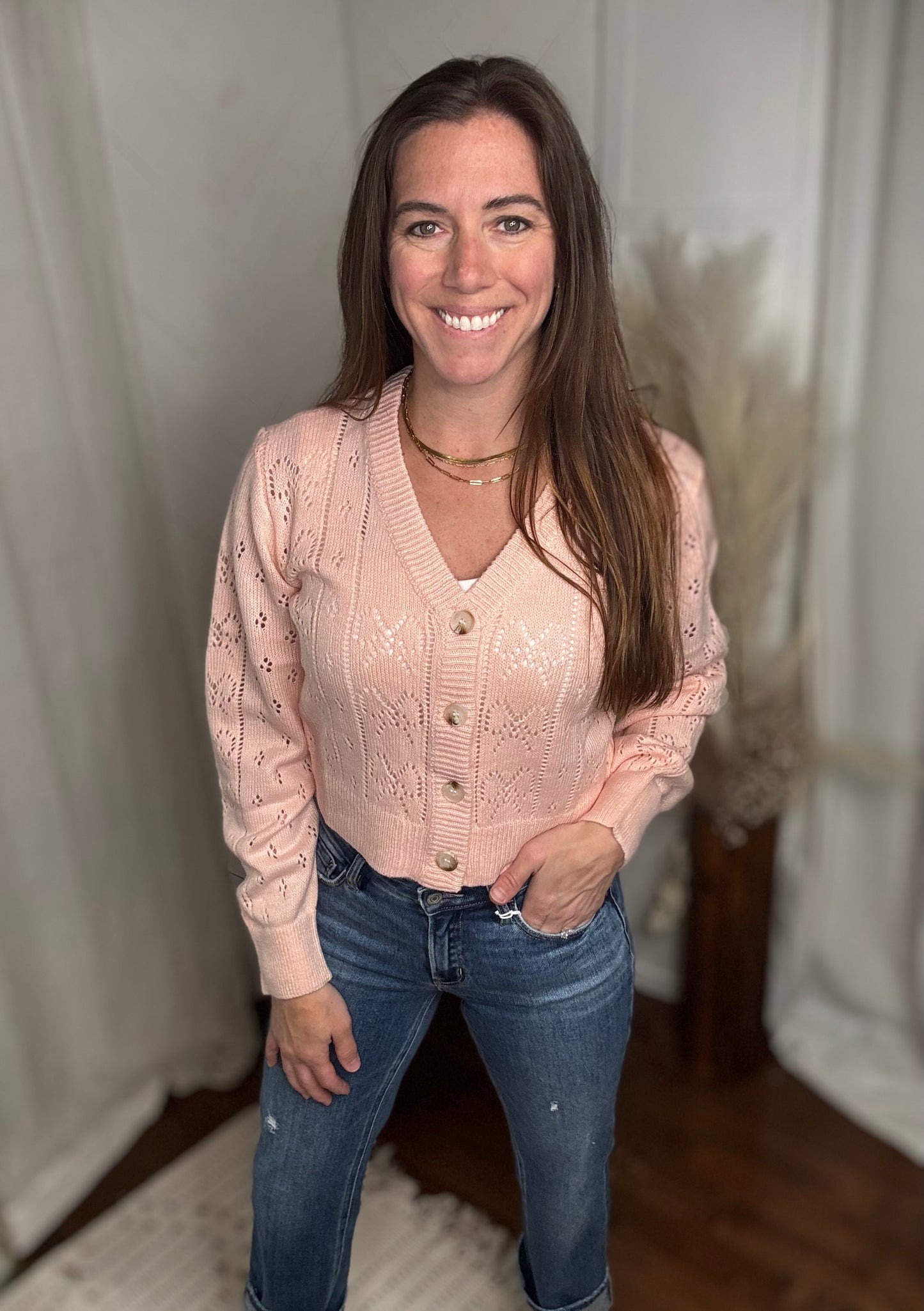 Blush Bow Charm Cardigan