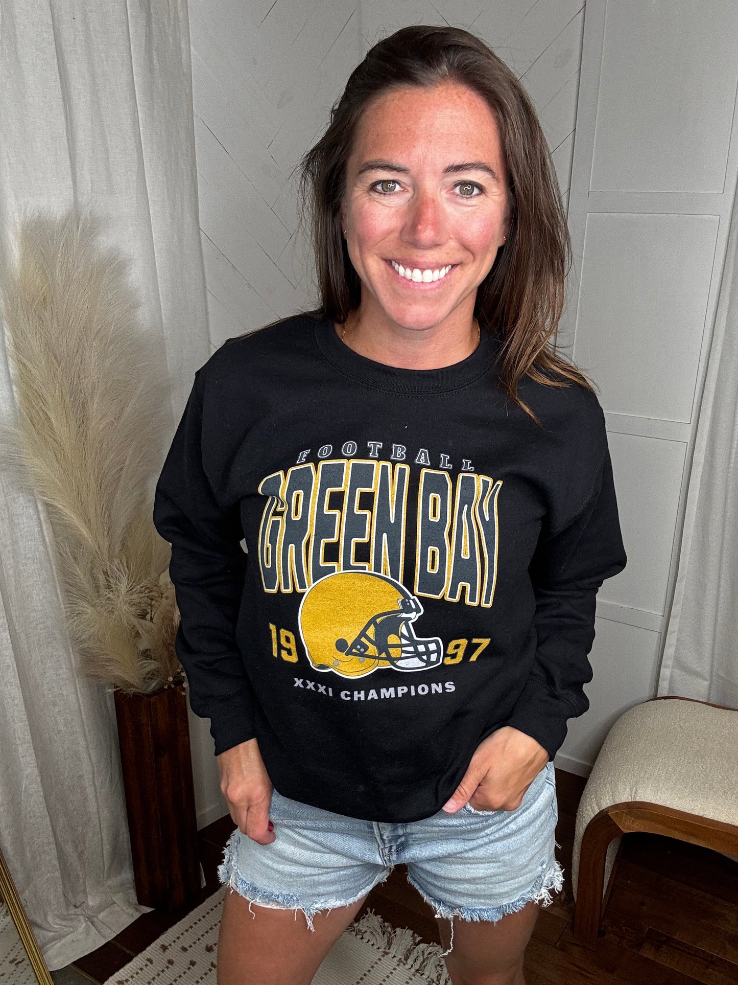 Green Bay Football Sweatshirt: Black
