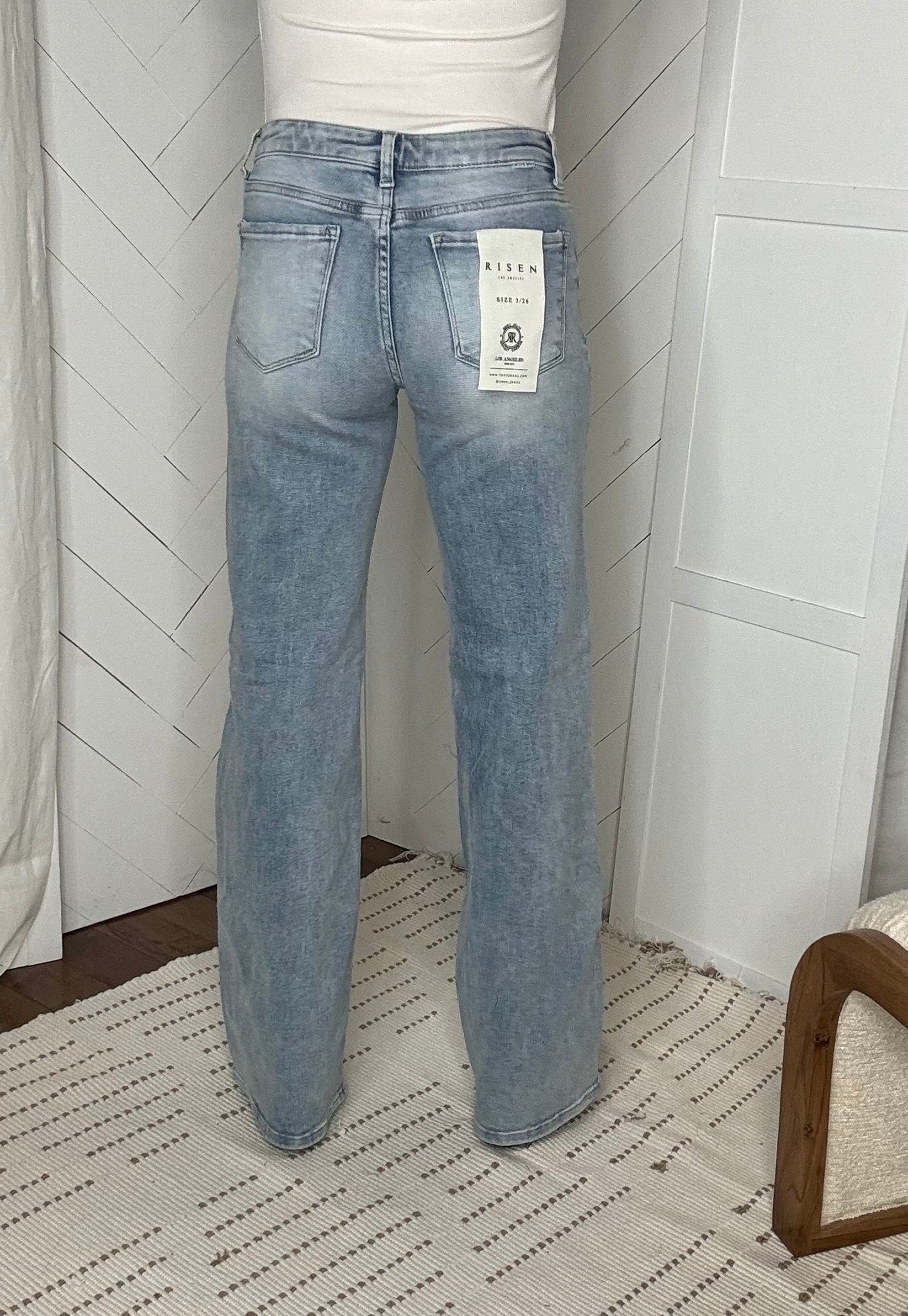 Risen24: Mid Rise Straight Leg Jeans