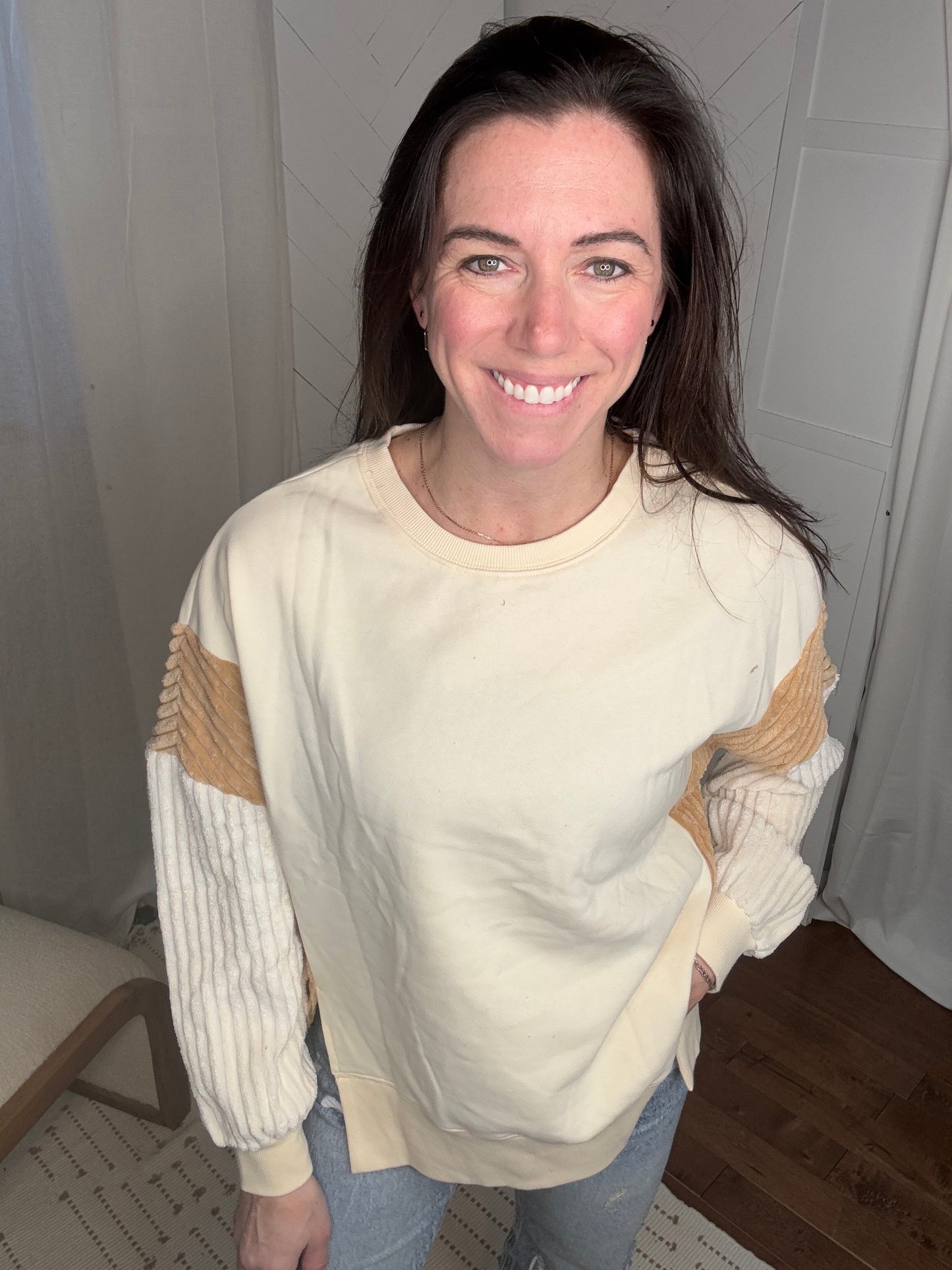 Corduroy Patchwork Sweatshirt