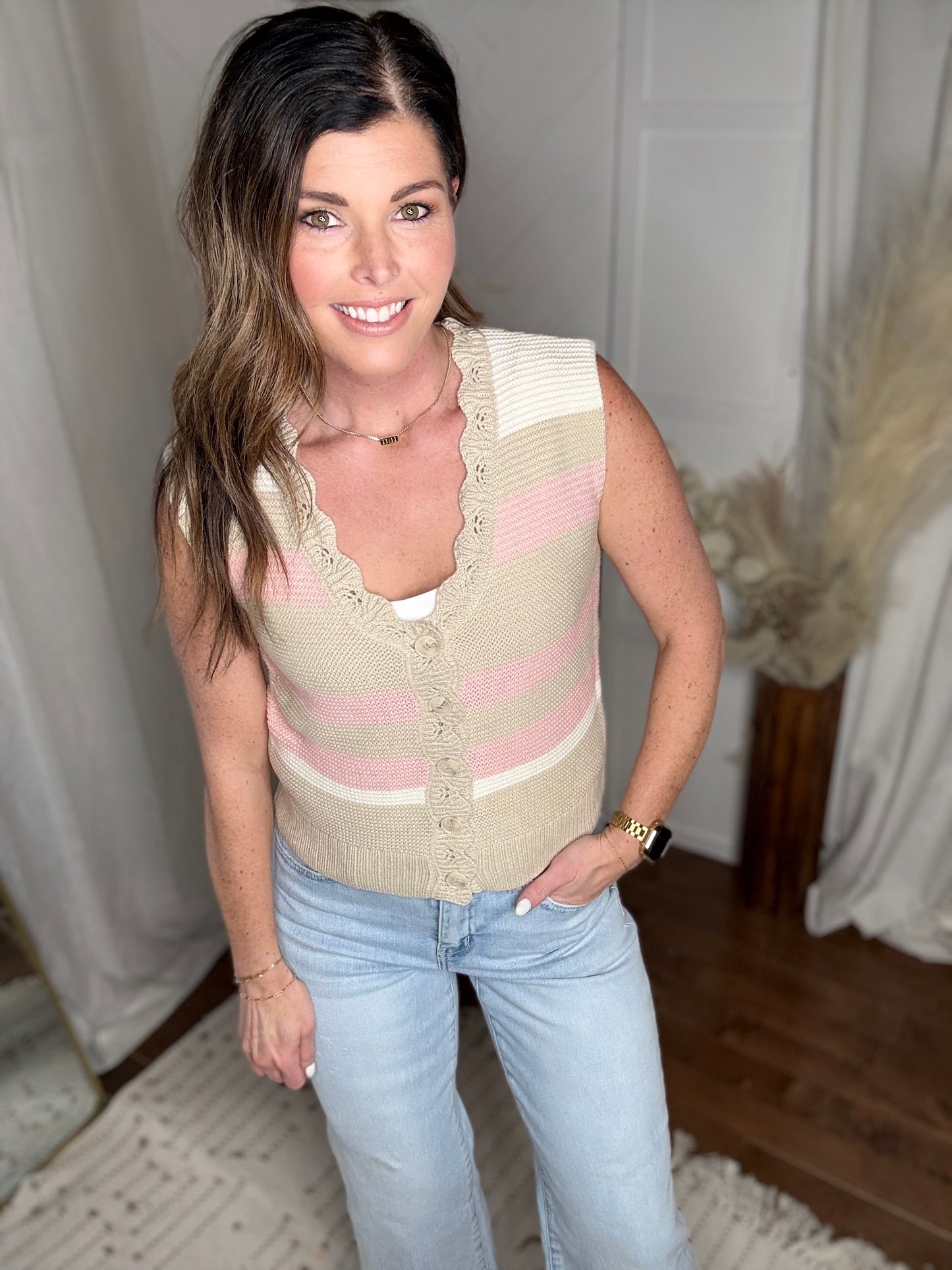 Desert Blush Striped Sweater Vest