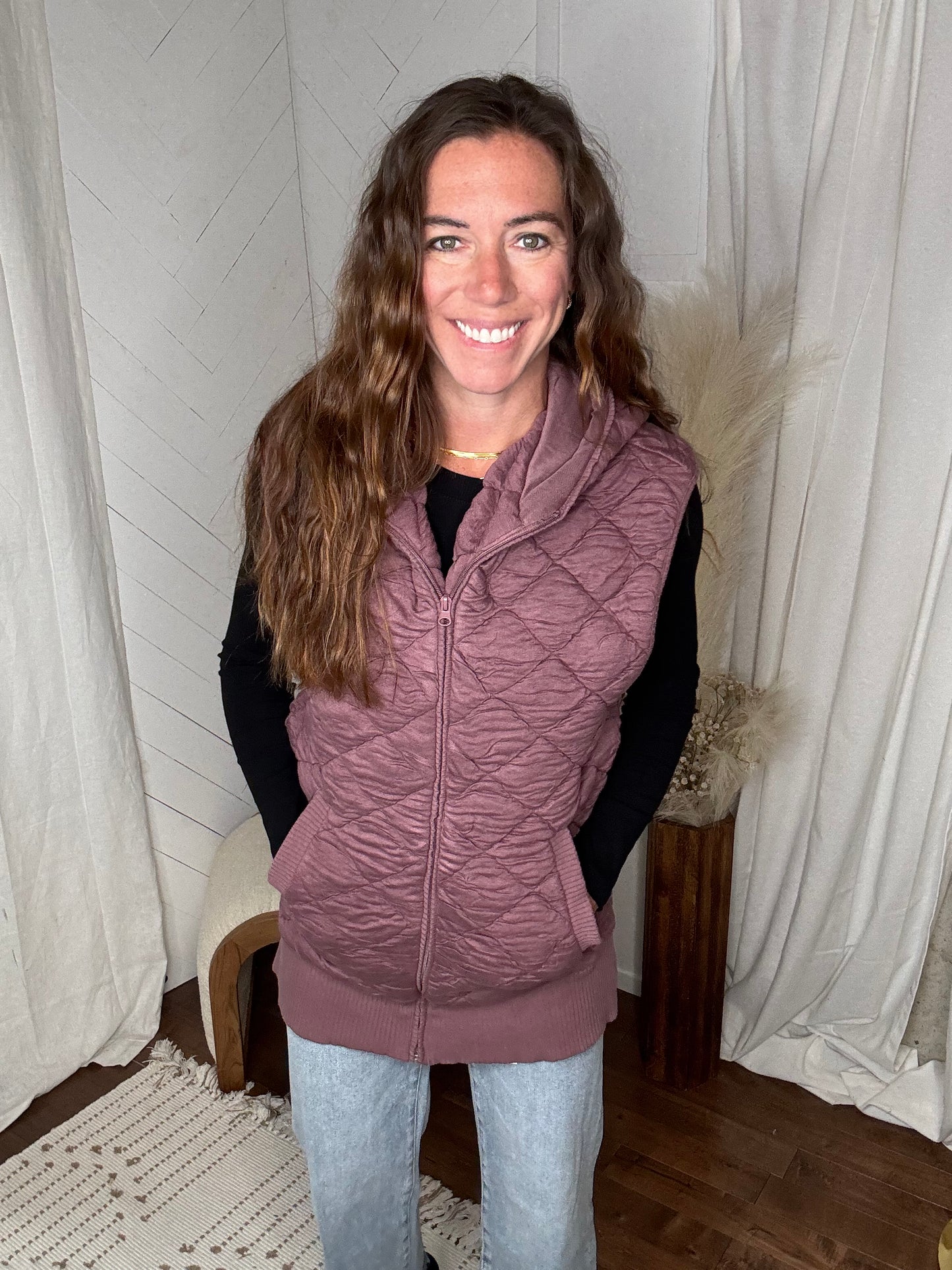 Rose Oversized Quilted Vest