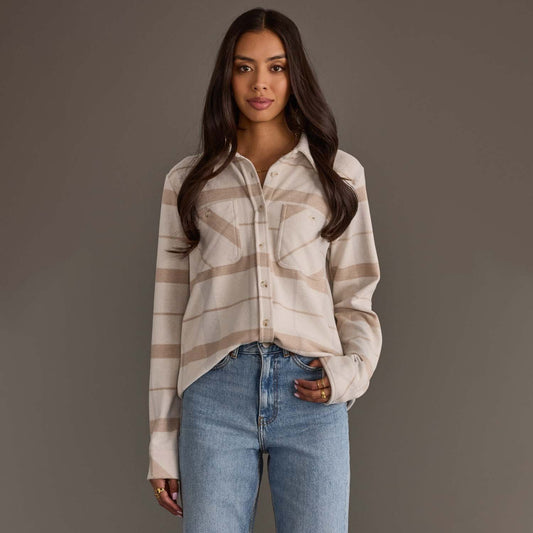 Cafe Cream Plaid Button Up