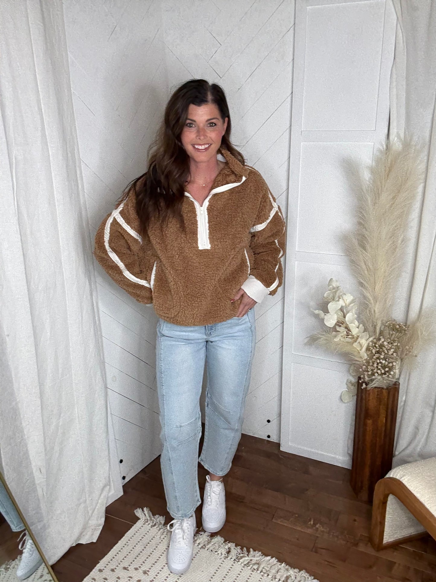 Camel 1/2 Zip Sherpa