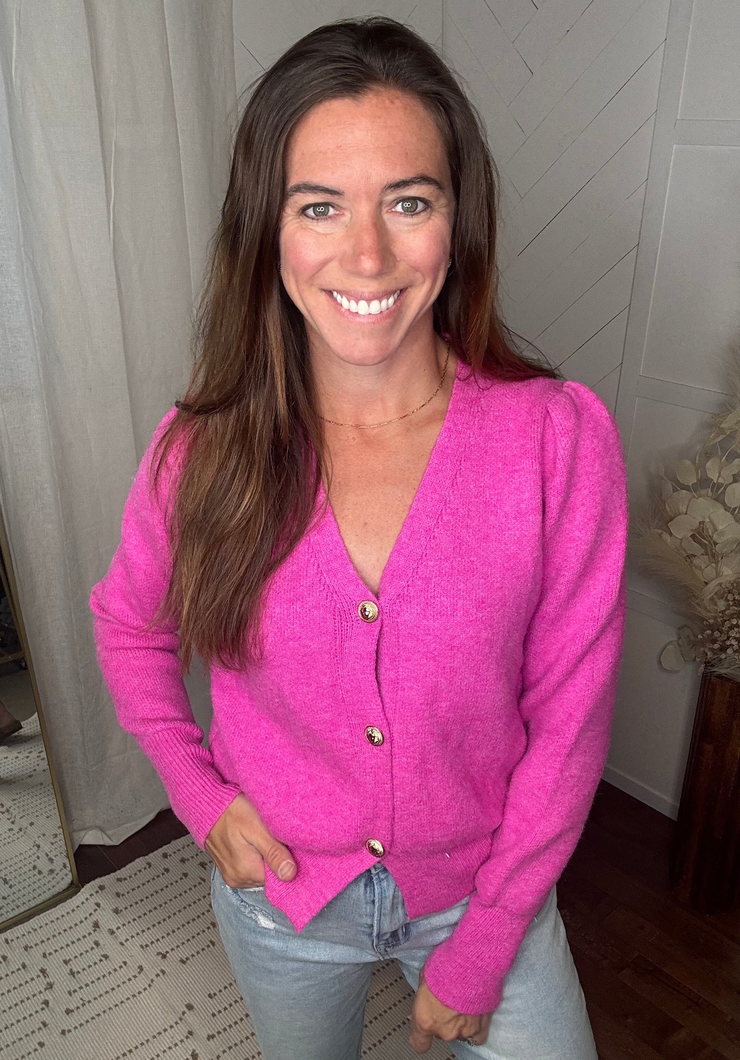 Bold in Pink Cardigan