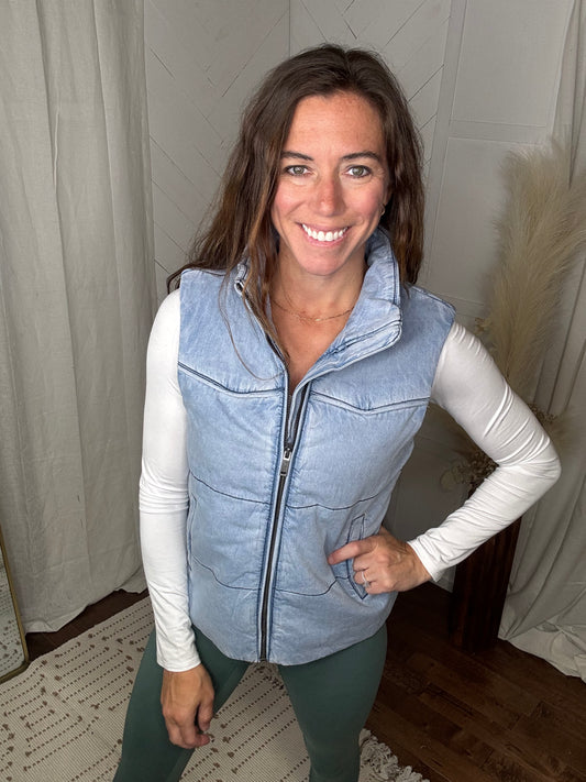 Denim Puffer Vest