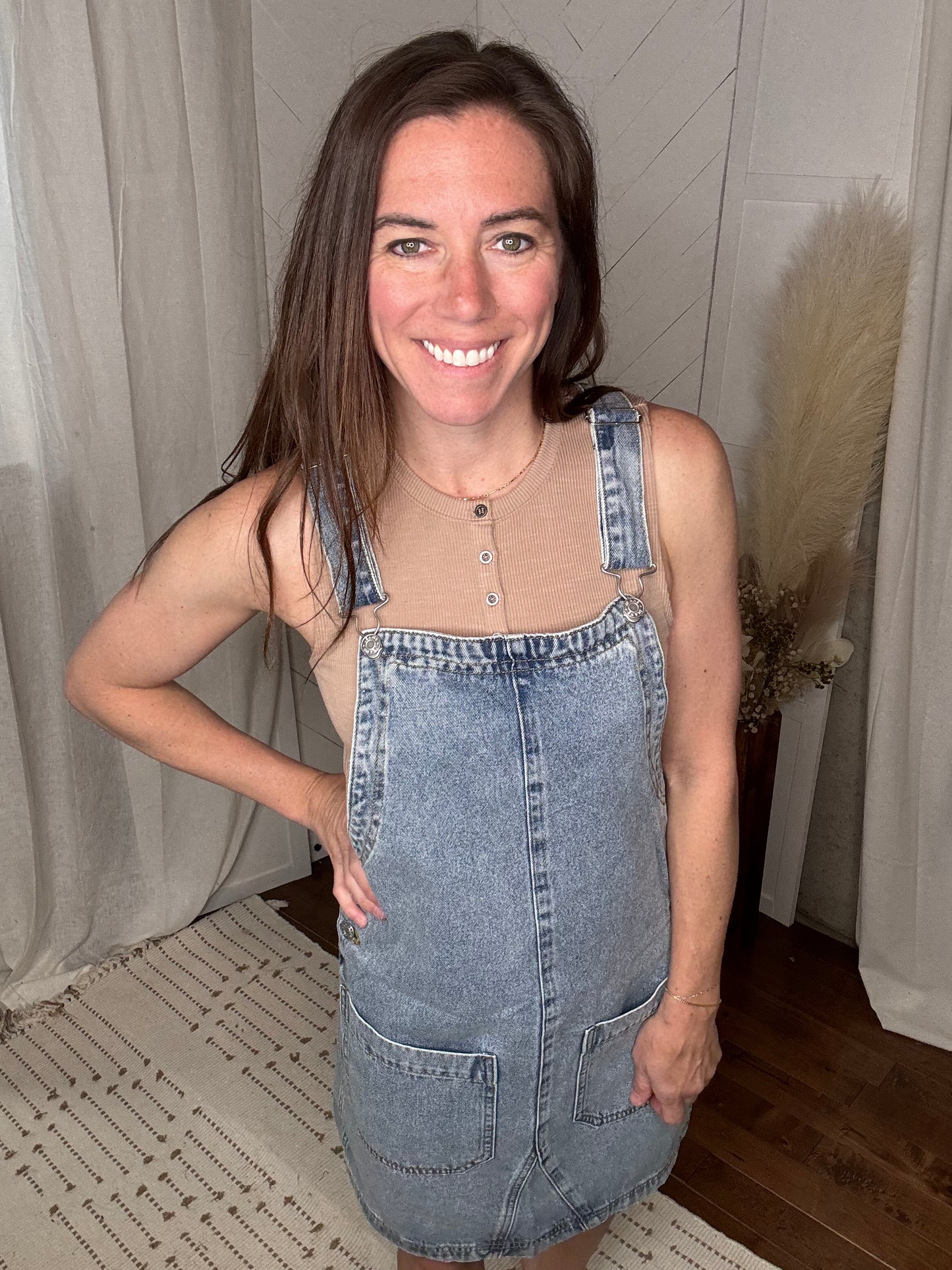 Taupe Snap Button Tank Top