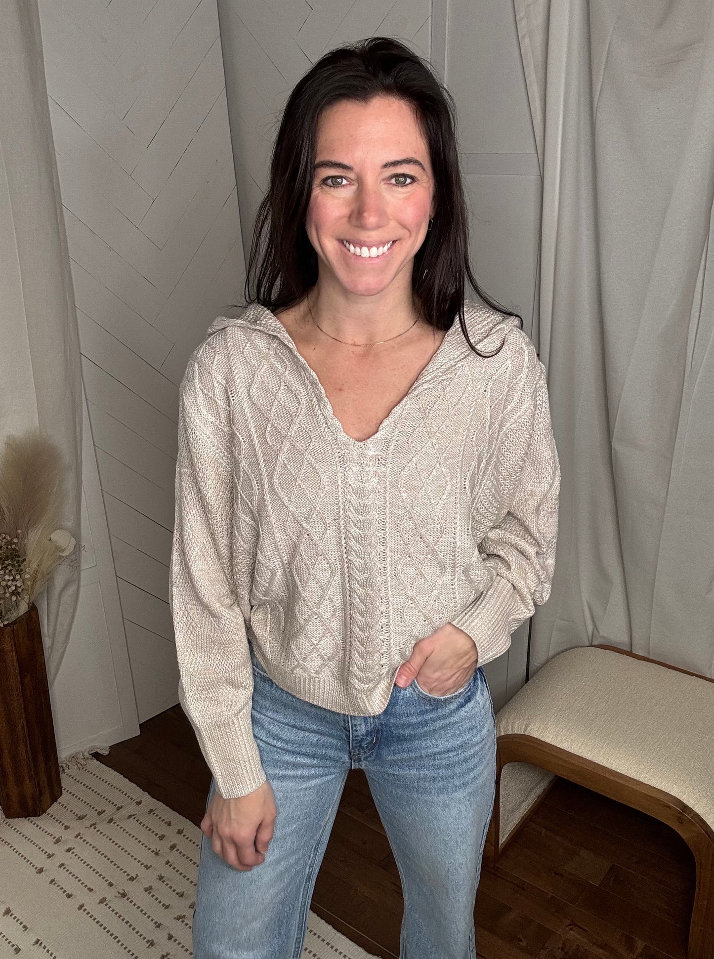Dolman Hooded Oatmeal Sweater