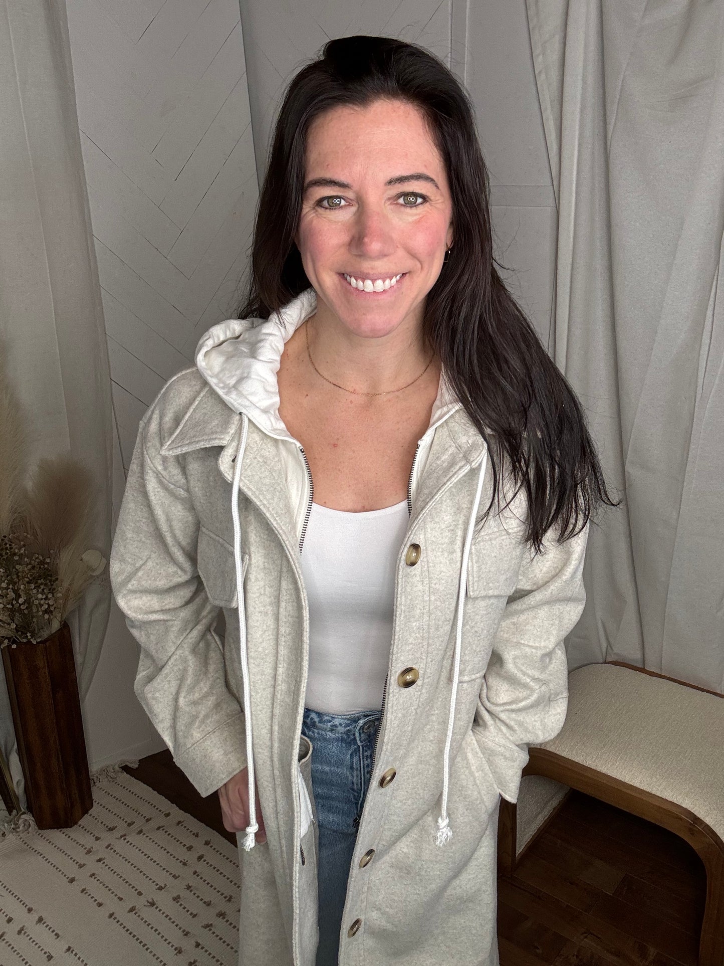Twofer Hoodie Jacket: Oatmeal