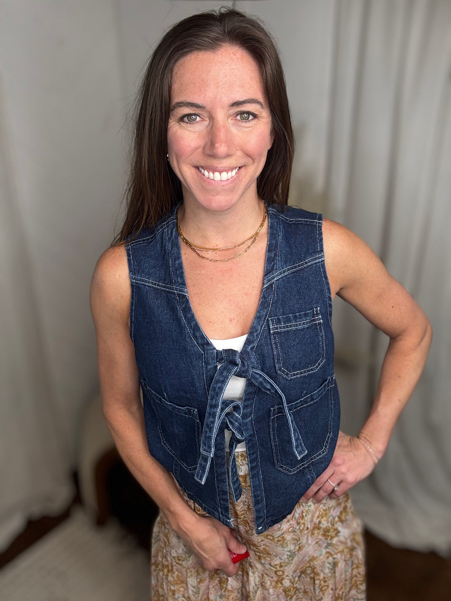 Denim Darling Tie Vest