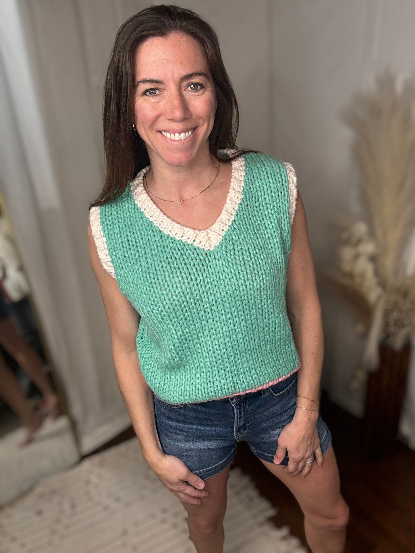 Seaside Blush Colorblock Sweater Tank