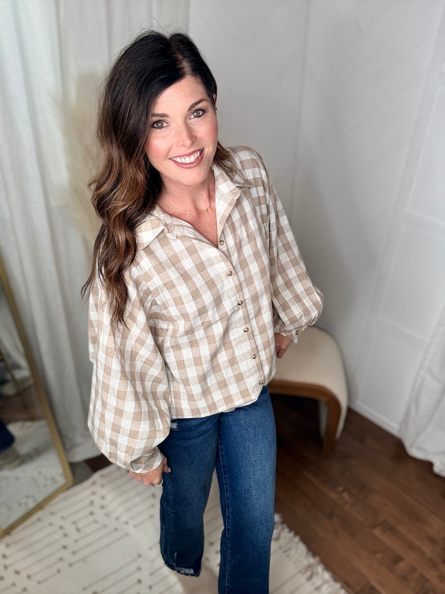 Linen & Taupe Weekend Gingham Shirt