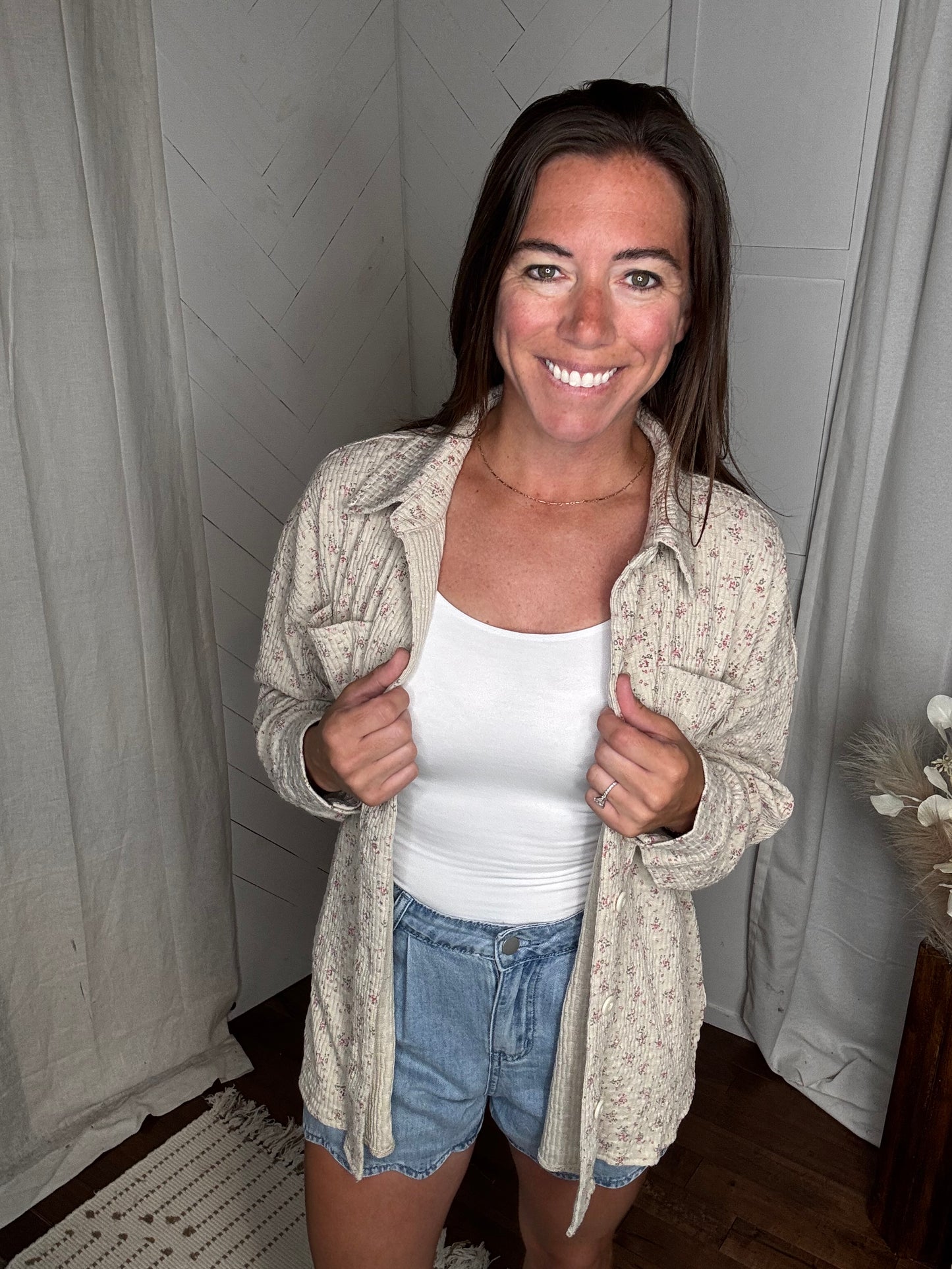 Wildflower Textured Button-Up