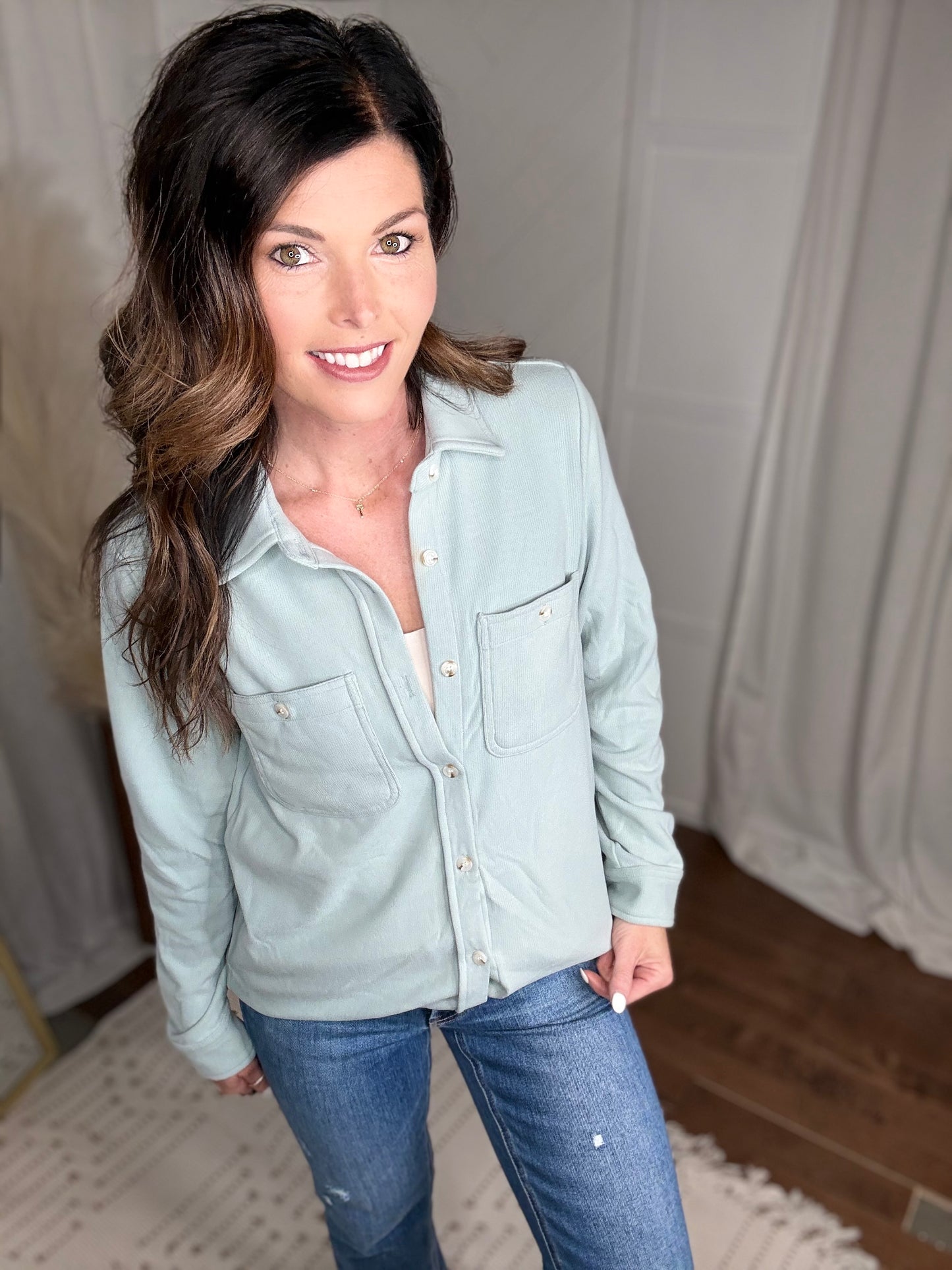 Lt. Blue Soft Button Up