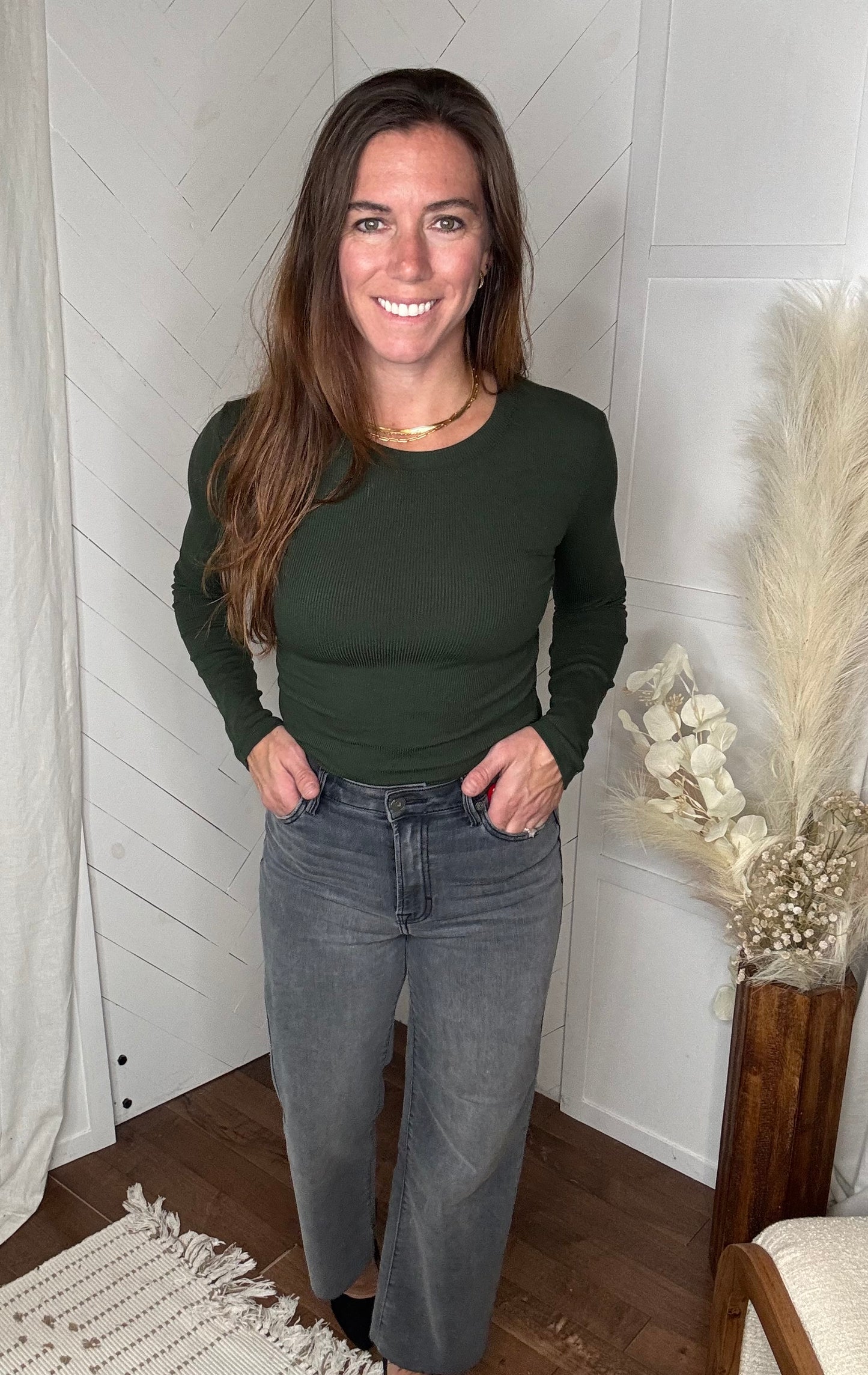 Hidden: Grey Tracey Straight Leg Jeans