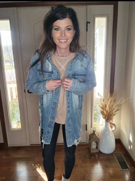 Oversized Distressed Denim Jacket